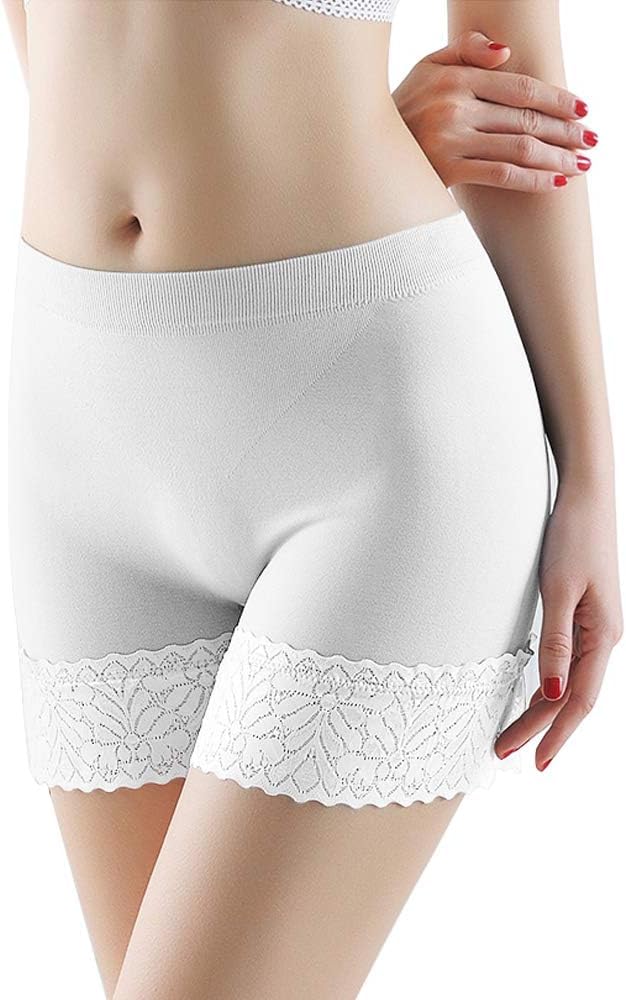 iloveSIA Women's Lace Slip Shorts 3-Pack - Comfortable Boyshort Underwear for Dresses, Anti-Chafing Safety Pants, Breathable Cotton Panties - Perfect for Summer, Weddings & Daily Wear