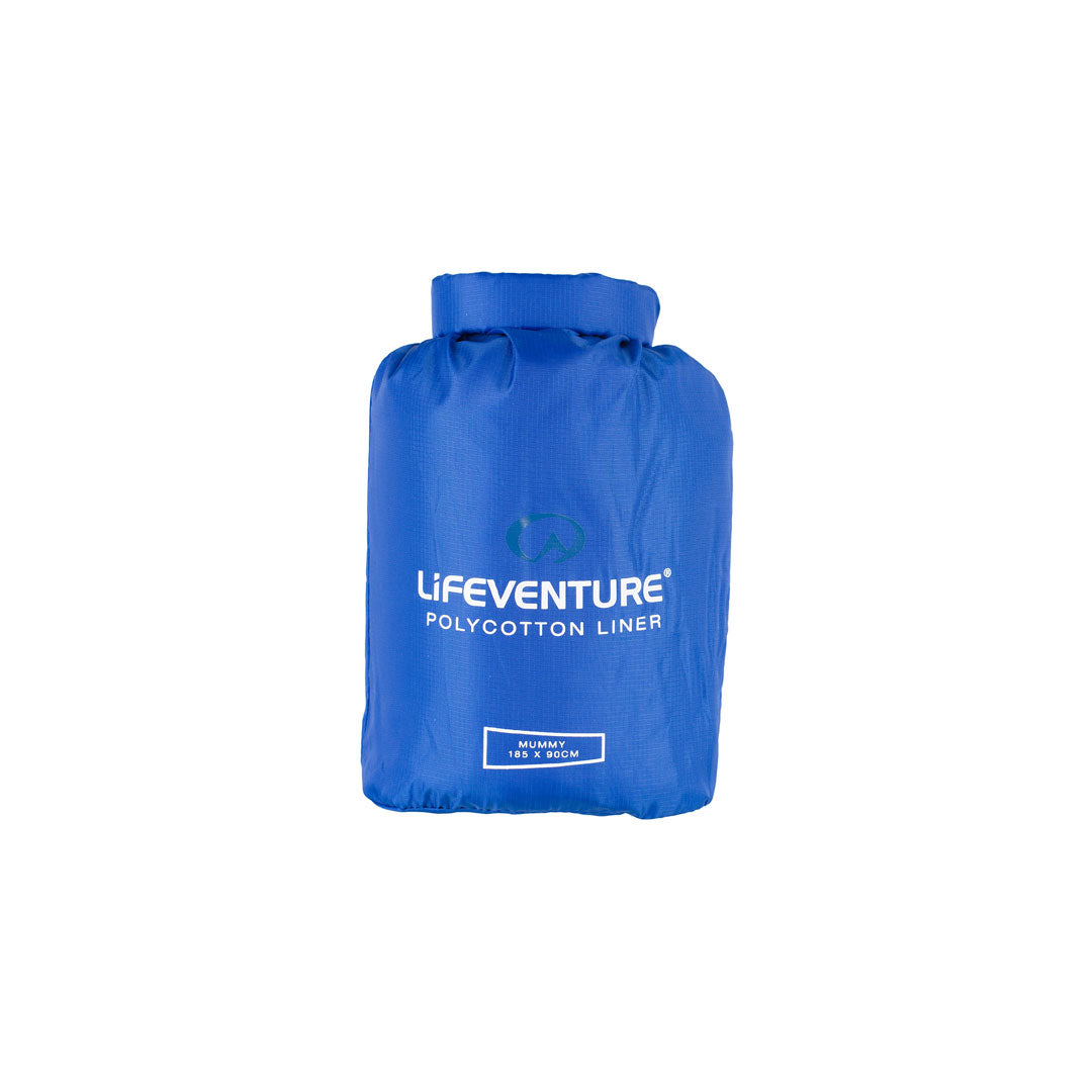 Lifeventure Poly Cotton Sleeping Bag Liner Mummy - Lightweight & Breathable Travel Sleeping Bag for Camping, Hiking, Backpacking - Perfect for Hostels & Outdoor Adventures