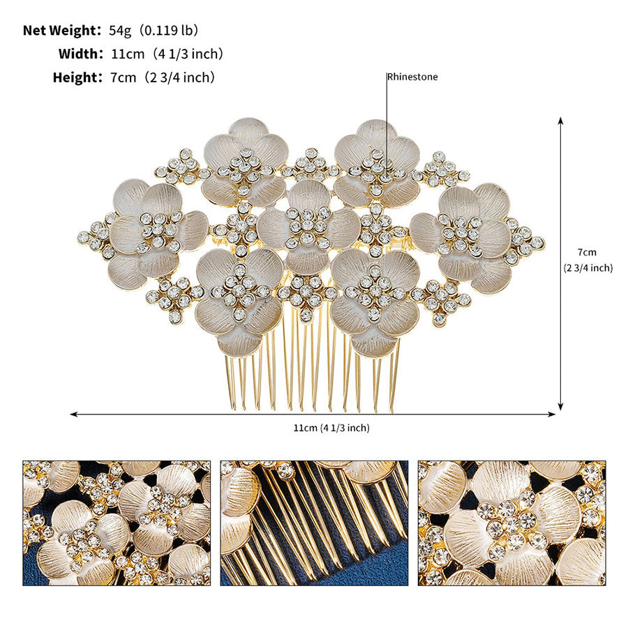 Elegant Baroque Rhinestone Flower Wedding Hair Comb Clip - Vintage Bridal Hair Accessory for Weddings, Prom, Parties & Special Occasions