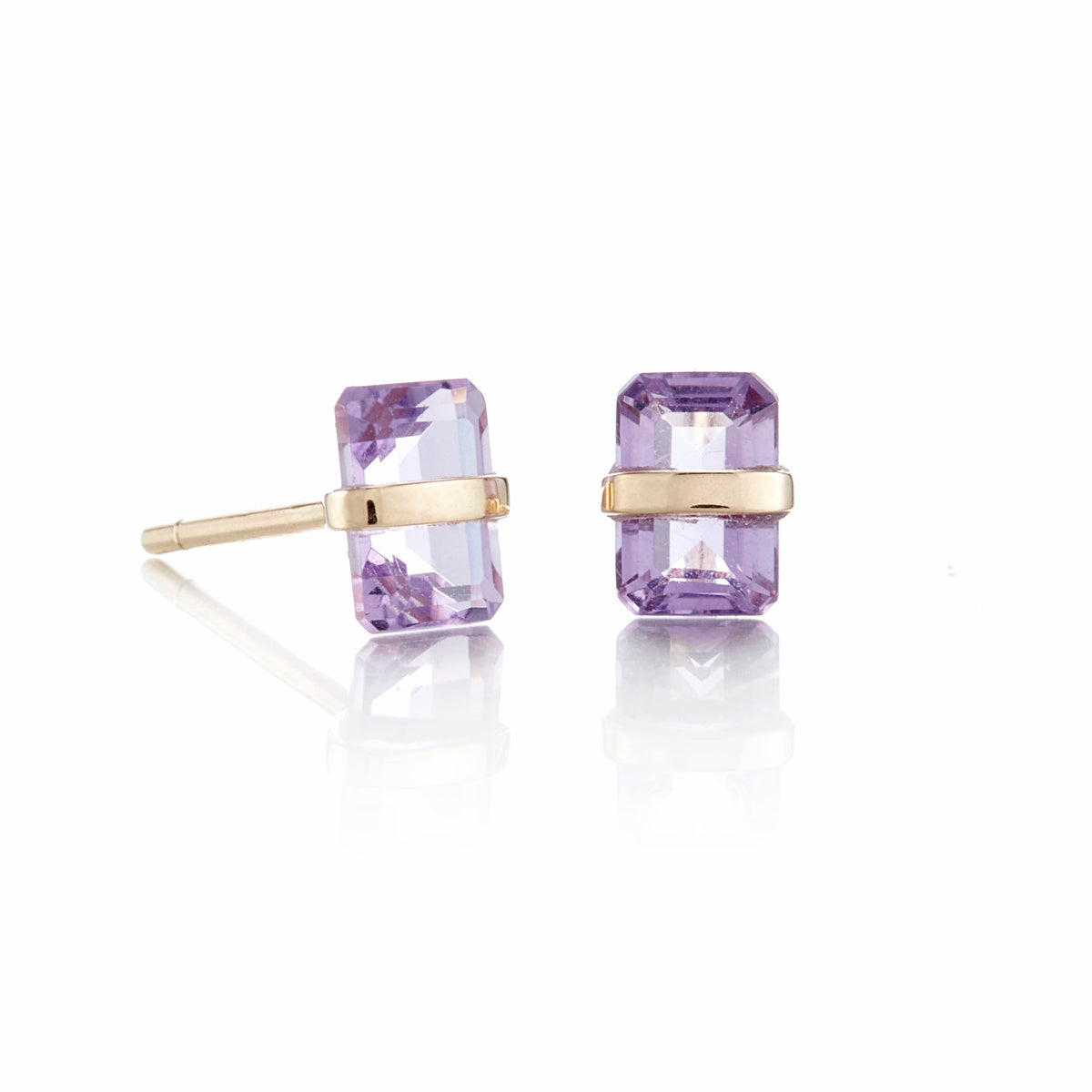 Bezel Wrapped Amethyst Stud Earrings - Elegant Purple Gemstone Jewelry for Women | Perfect for Weddings, Parties & Everyday Wear