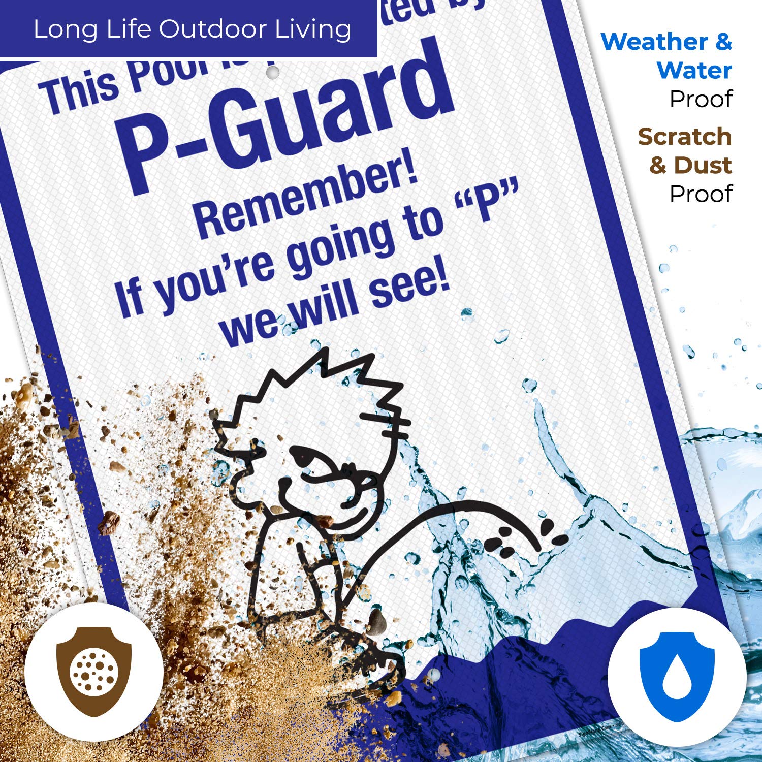 P-Guard Protected Pool Sign - 18x24 Inches, 3M EGP Reflective .080 Aluminum, Fade Resistant - Indoor/Outdoor Safety Sign for Swimming Pools, Backyards & Public Areas - Made in USA