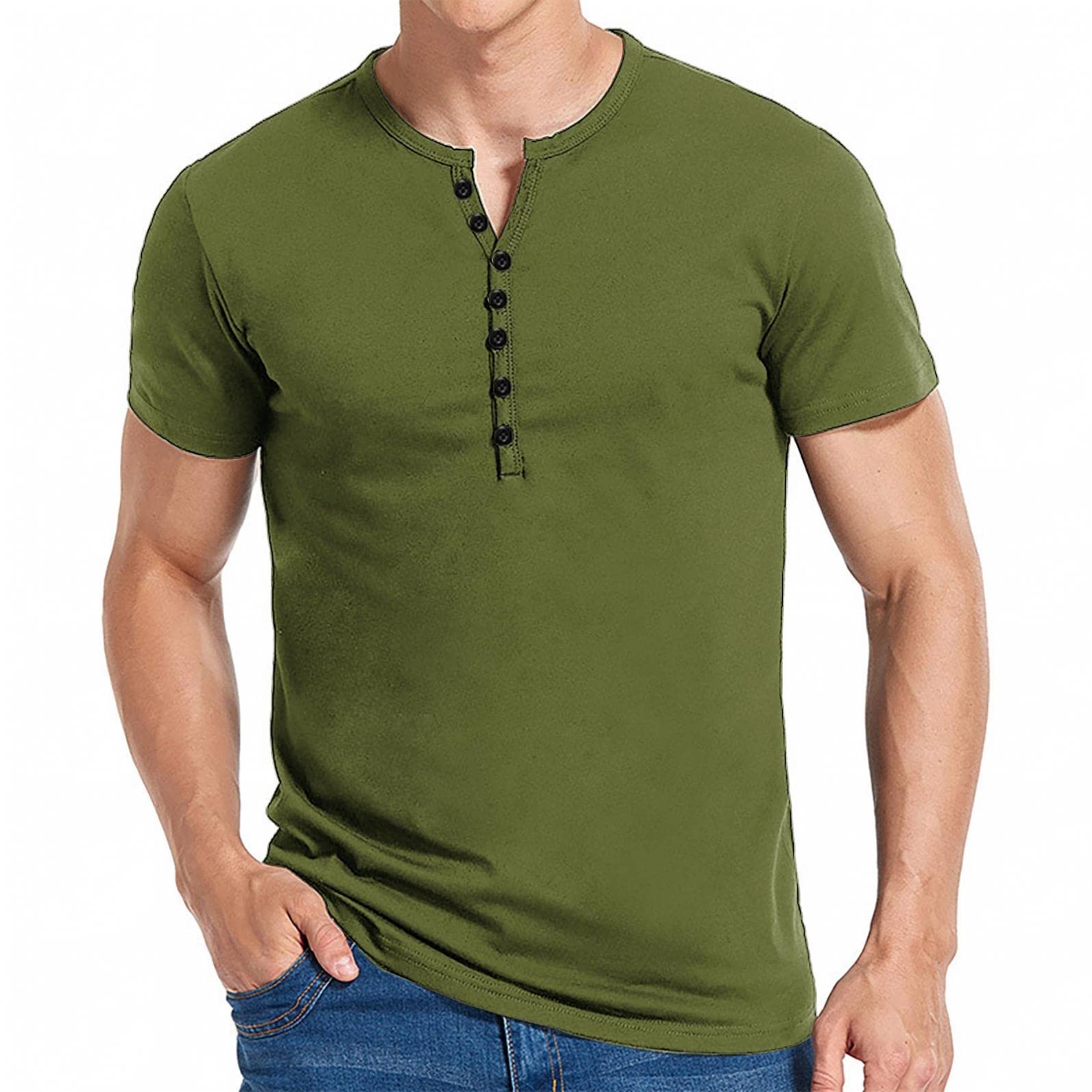 Men's Polo T-Shirts - Casual Crew Neck Short Sleeve Henley Shirts for Workout & Gym | Breathable Cotton Tees for Everyday Wear, Sports & Outdoor Activities