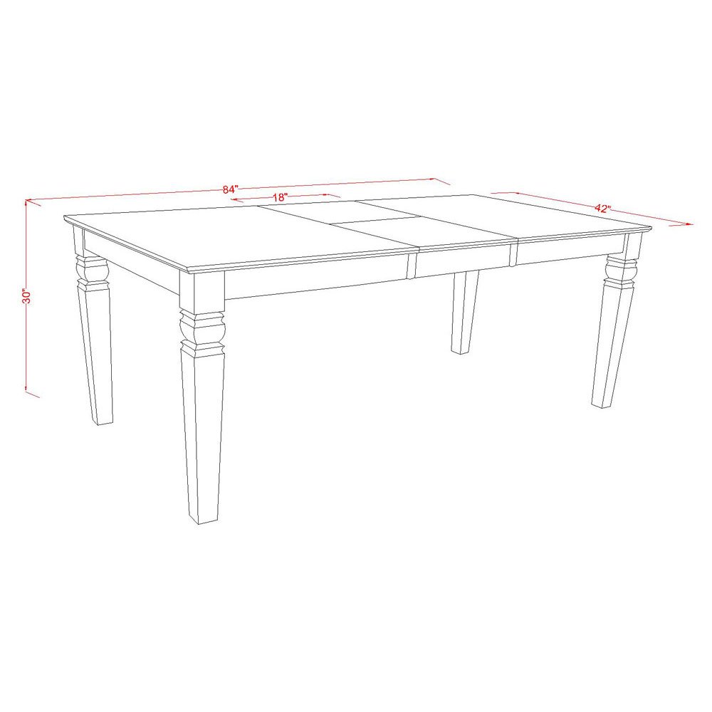 East West Furniture LGDA5-LWH-C 5-Piece White Linen Dining Set with Extendable Table & 4 Upholstered Chairs, 42x84 Inch - Perfect for Small Kitchens, Breakfast Nooks & Compact Dining Spaces