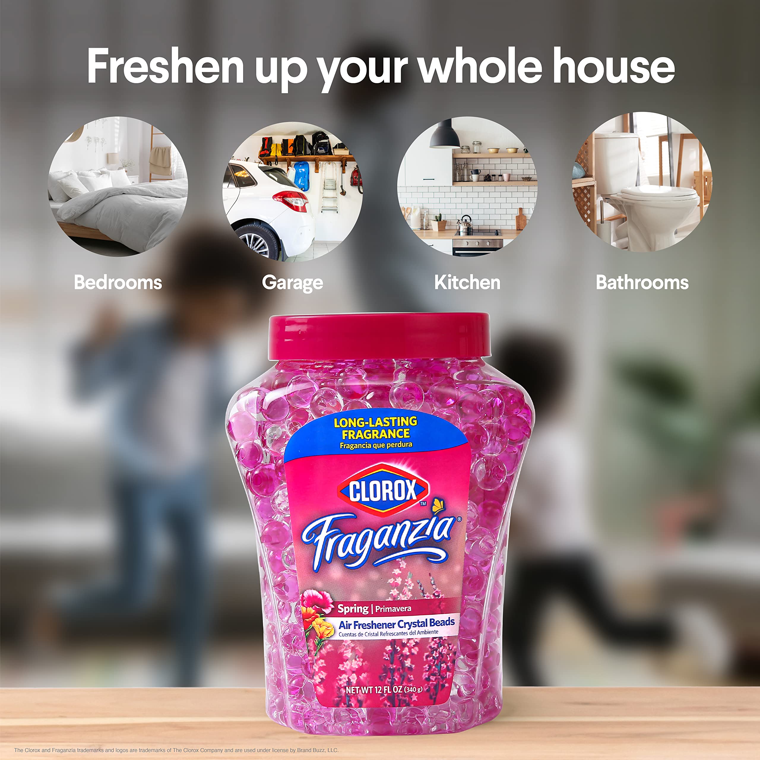Clorox Fraganzia Crystal Beads Air Freshener Value Pack - Long-Lasting Spring Scent Gel Beads for Home, Bathroom & Car | 12 oz Twin Pack (24 oz Total) | Eliminates Odors in Small Spaces, Closets & Pet Areas
