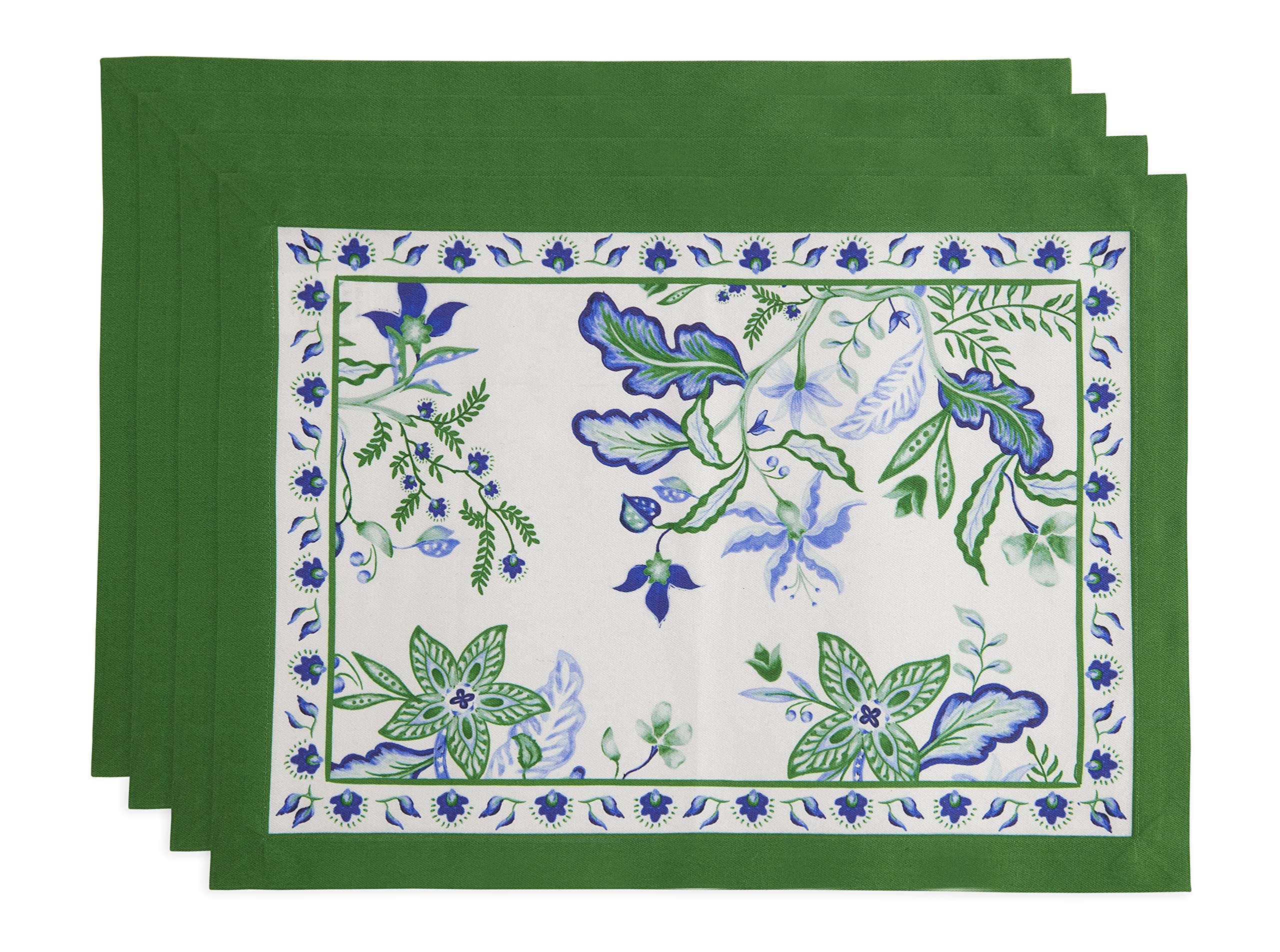 Solino Home 100% Cotton Floral Printed Placemats Set of 4 - 14 x 19 Inch Machine Washable Table Mats for Thanksgiving, Christmas, Easter & Everyday Dining - Decorative Table Setting for Home & Party Decor