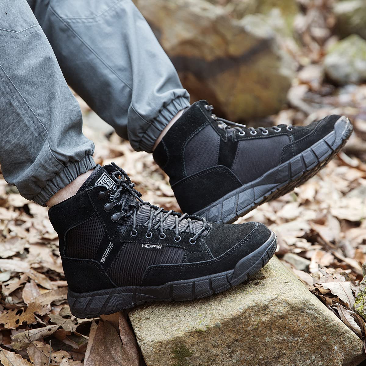 FREE SOLDIER Men's 6-Inch Waterproof Tactical Hiking Boots - Military Combat & Outdoor Work Boots for Desert, Camping, and Heavy Duty Use