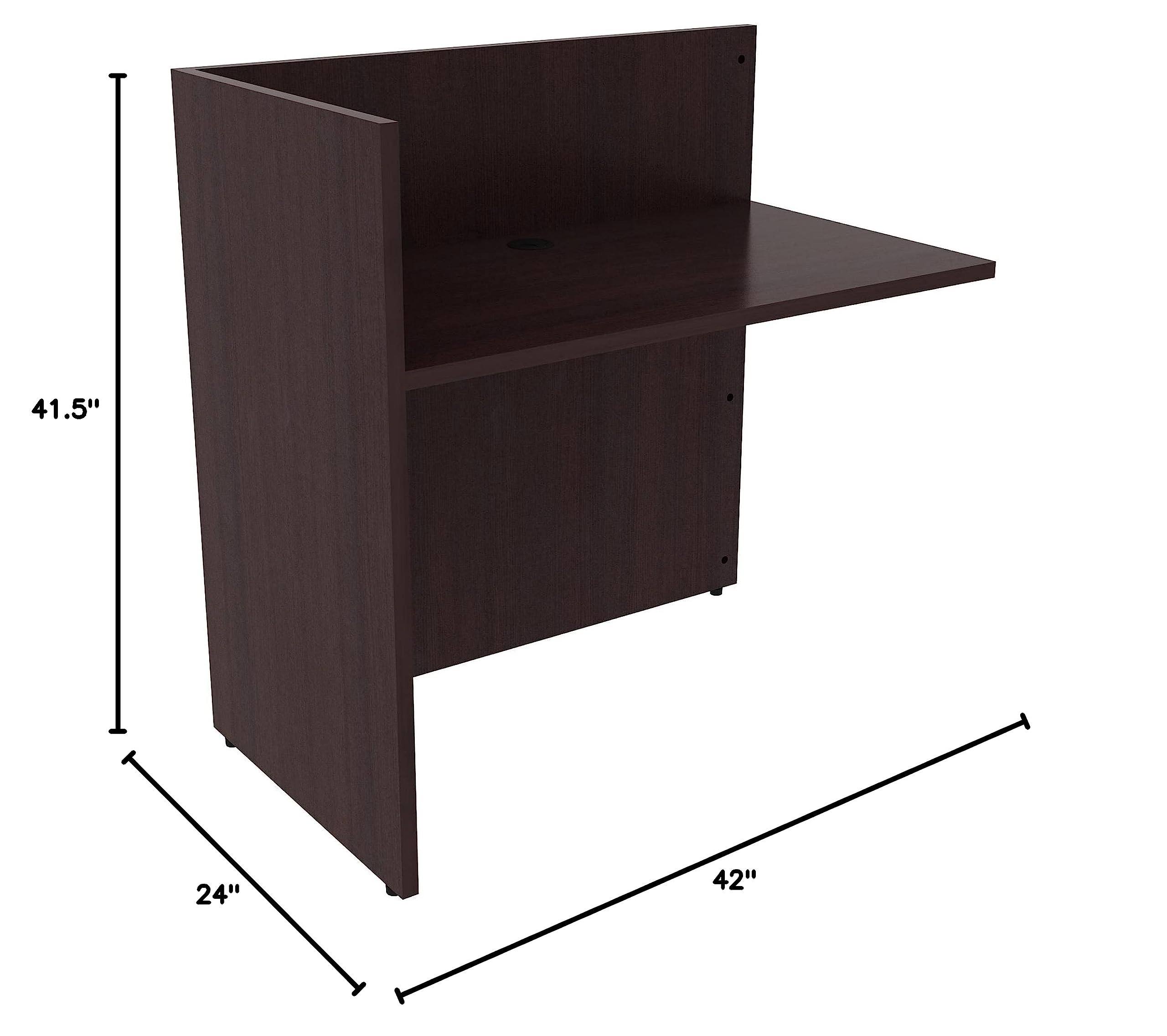 Lorell LLR18309 42 Inch Modern Laminate Reception Desk in Espresso Finish - Perfect for Office Lobby, Hotel Front Desk & Corporate Reception Areas