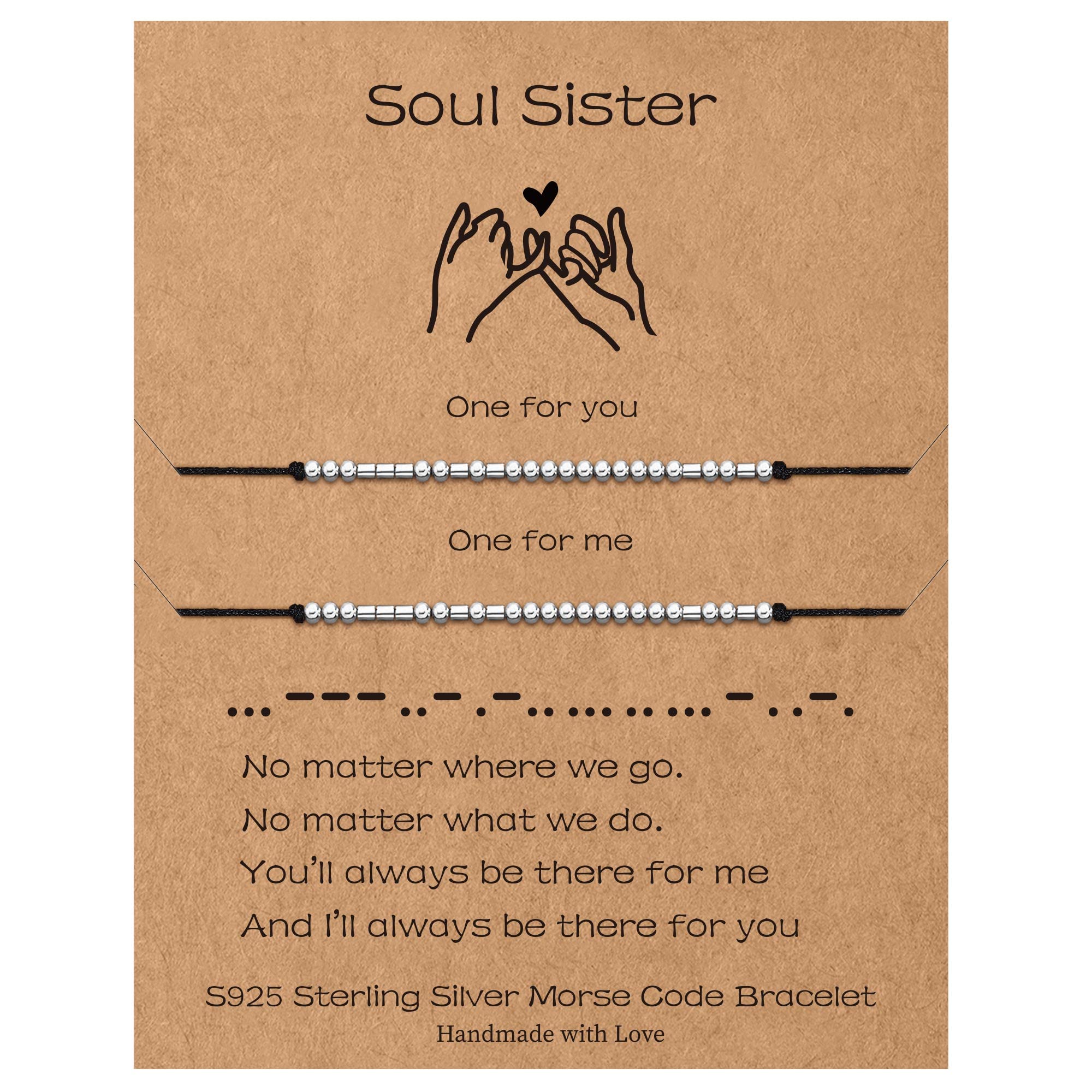 Sterling Silver Morse Code Bracelet Set - 2PCS Pinky Promise Couple Matching Bracelets for Women, Inspirational Friendship Gifts for Best Friends, Sisters & Couples | Perfect for Anniversaries, Birthdays & Valentine's Day Gifts