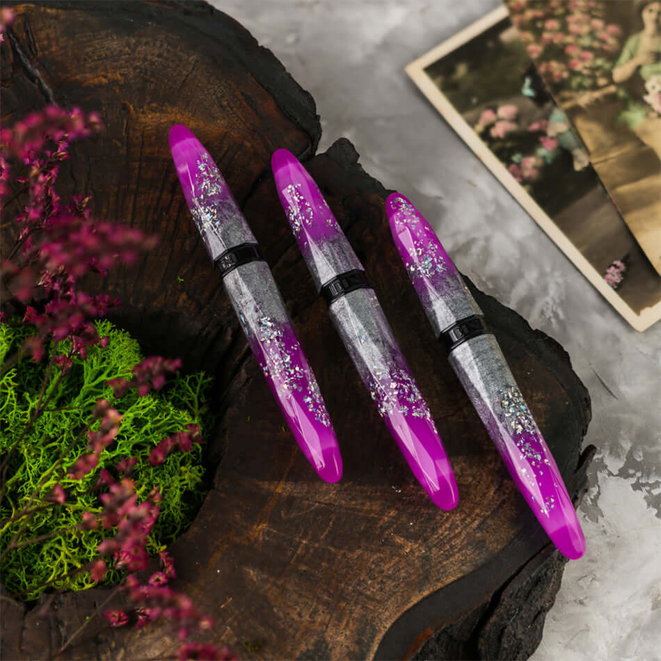 Benu Briolette Fountain Pen - Luminous Mauve Ink, Elegant Writing Instrument for Calligraphy, Journaling & Gift Giving