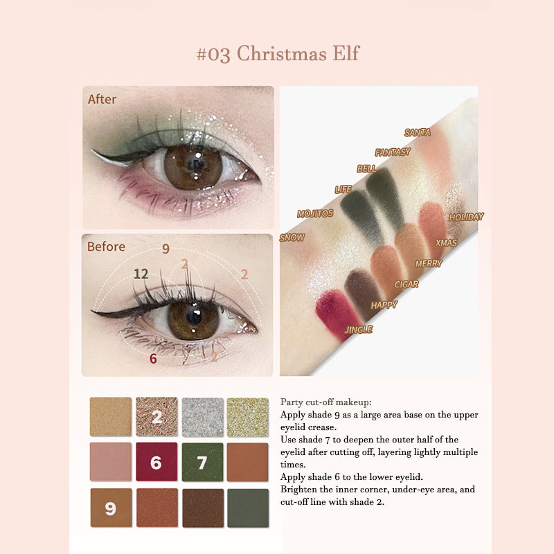 Febble Fantasy Carnival 12 Color Eyeshadow Palette - Highly Pigmented, Long Lasting Makeup for Party, Halloween & Cosplay - Vegan & Cruelty Free