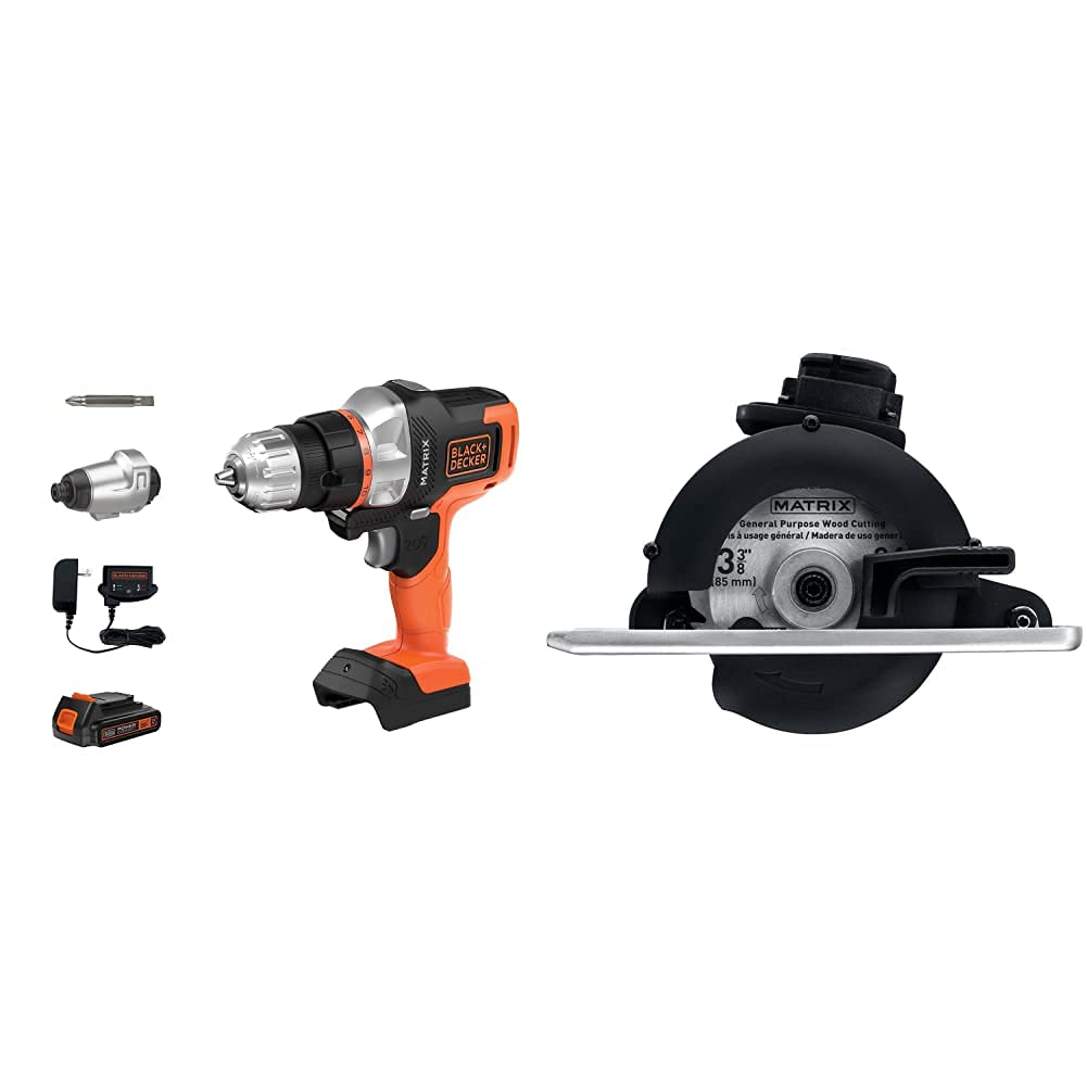 BLACK+DECKER 20V MAX Cordless Drill & Trim Saw Combo Kit - 2-Tool Matrix System (BDCDMT120IA & BDCMTTS) for DIY Home Improvement, Woodworking, and Construction Projects