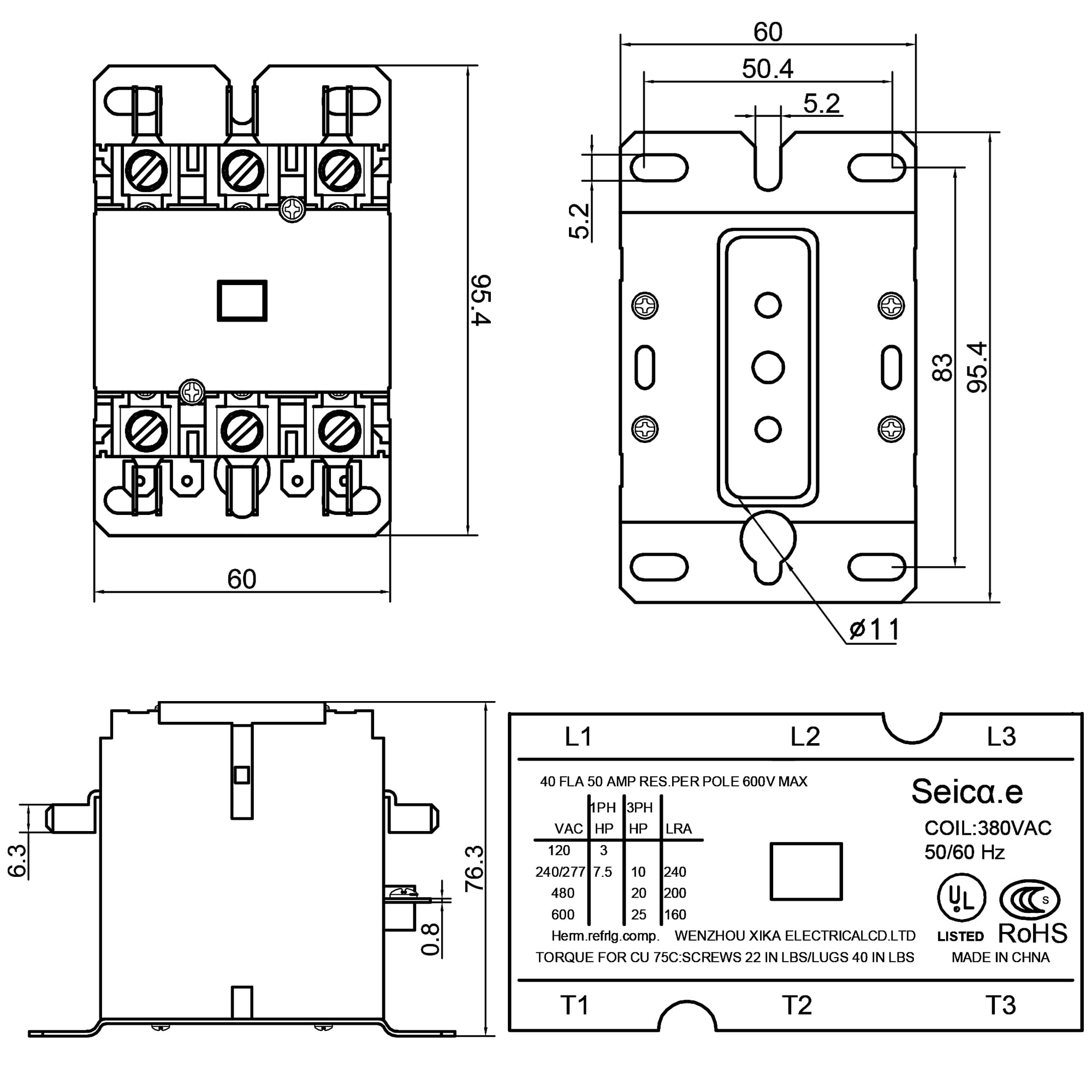 **40 Amp 3 Pole HVAC Motor Contactor - 120V Coil AC Definite Purpose Contactor Replacement for Air Conditioner & Condenser Compressor (2 Pack) - Ideal for Home, Office & Commercial HVAC Systems**