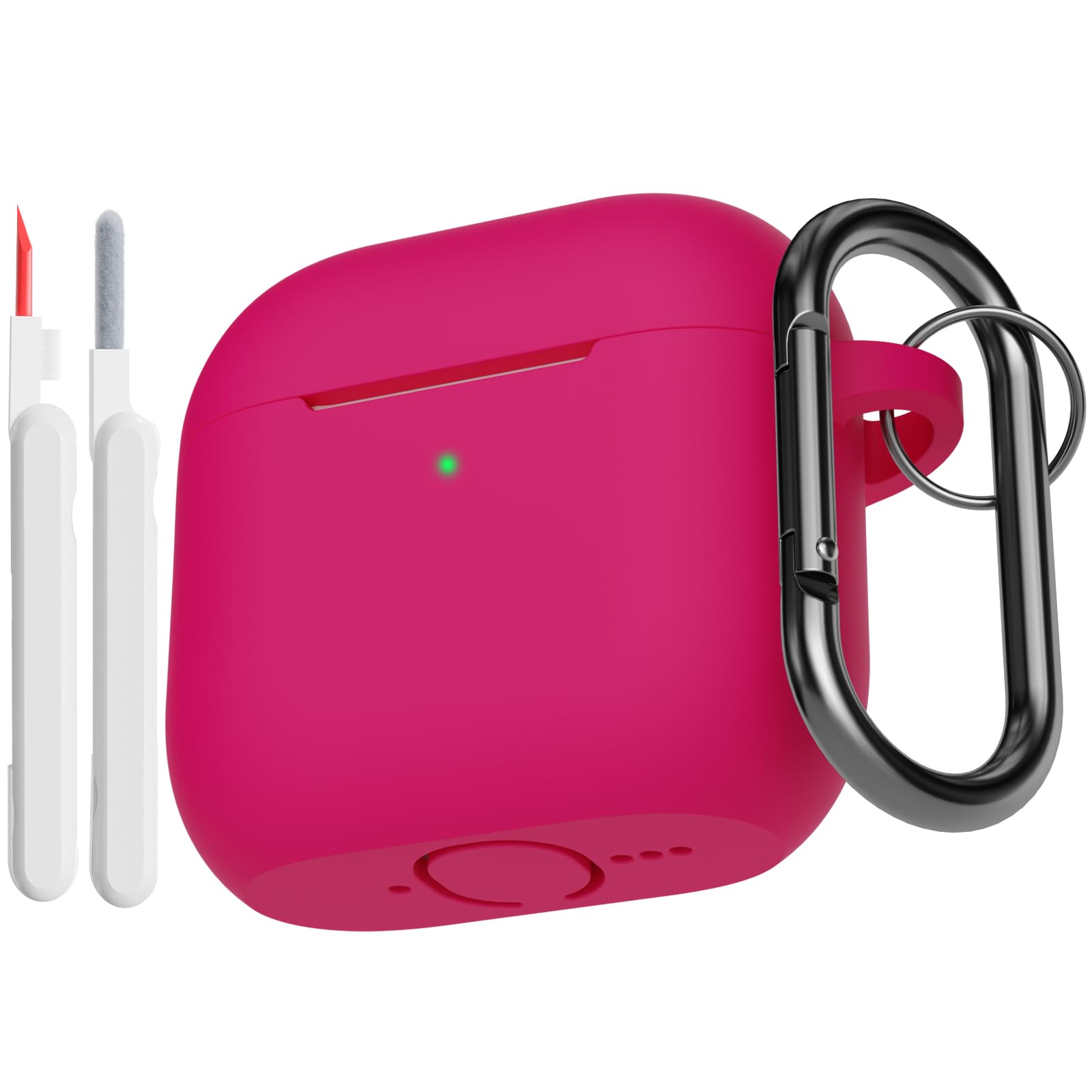 KOKOKA AirPods 4th Generation Case (2024) with Cleaning Kit - Silicone Protective Cover, Carabiner Clip & LED Indicator - Watermelon Red | Perfect for Gym, Travel & Everyday Use