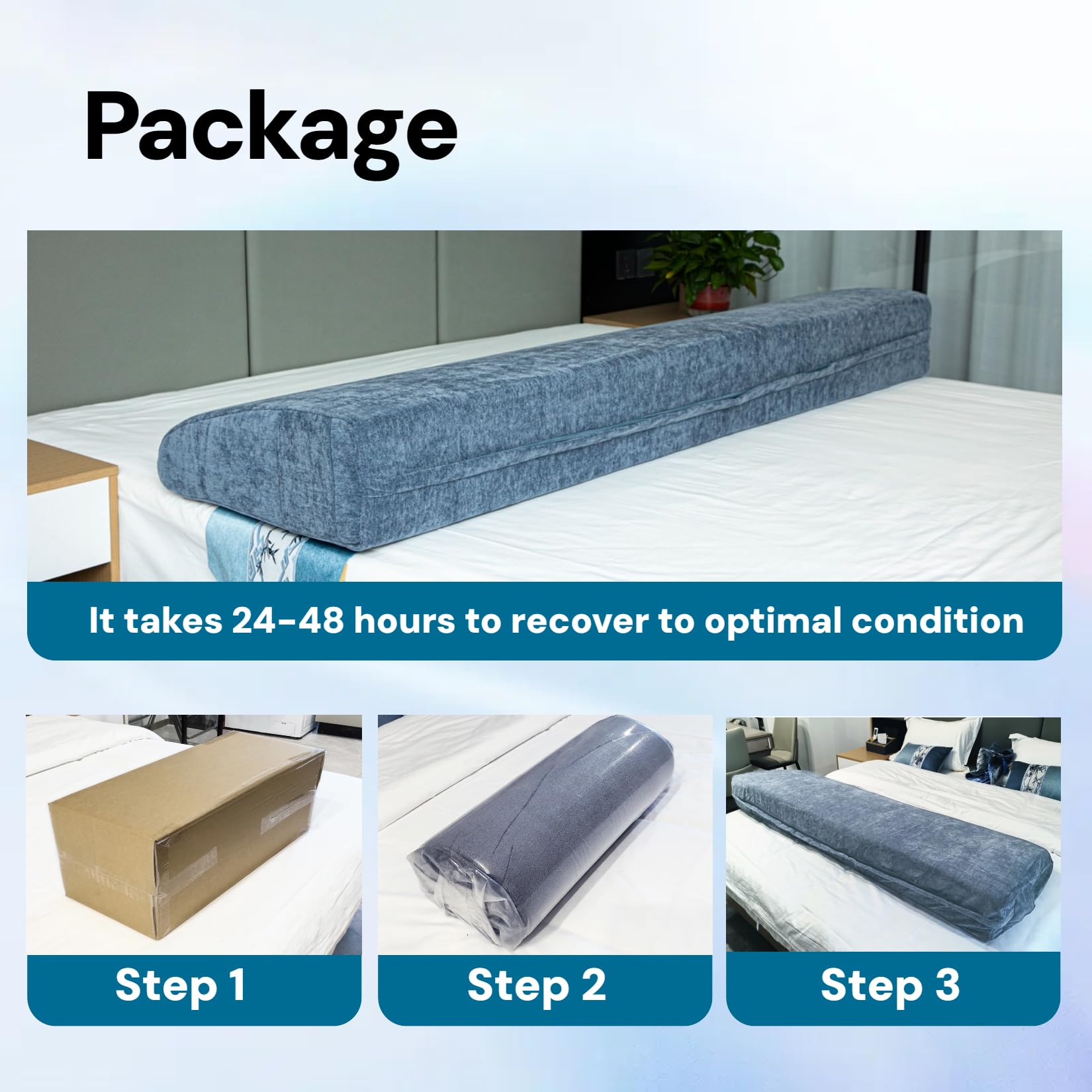 King Size Headboard Wedge Pillow for Bed - Adjustable Backrest Reading Pillow with Removable Dark Blue Cover - Perfect for Sitting Up in Bed, Reading, Working or Watching TV