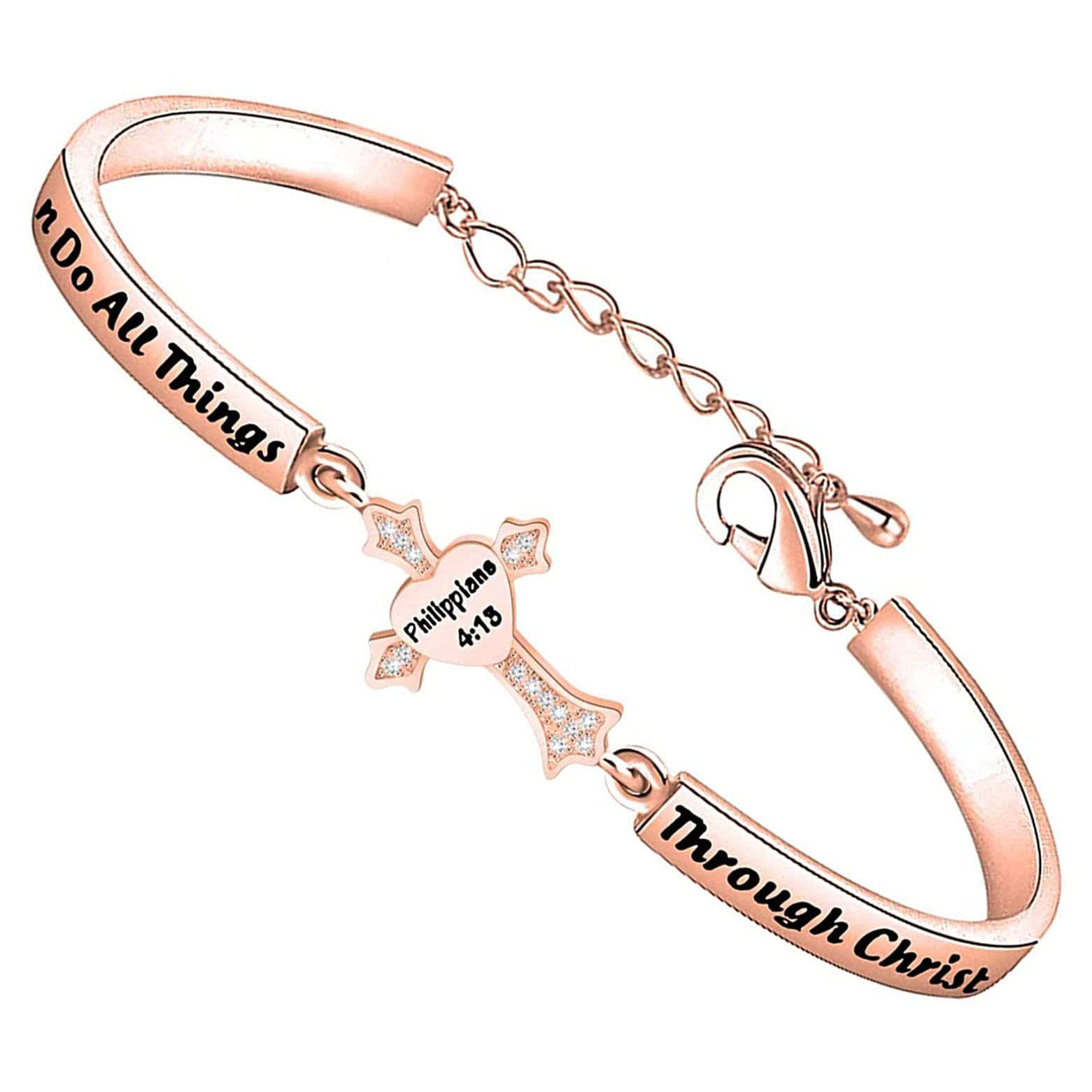 Philippians 4:13 Christian Bracelet - I Can Do All Things Cross Charm for Women | Faith Jewelry & Gifts