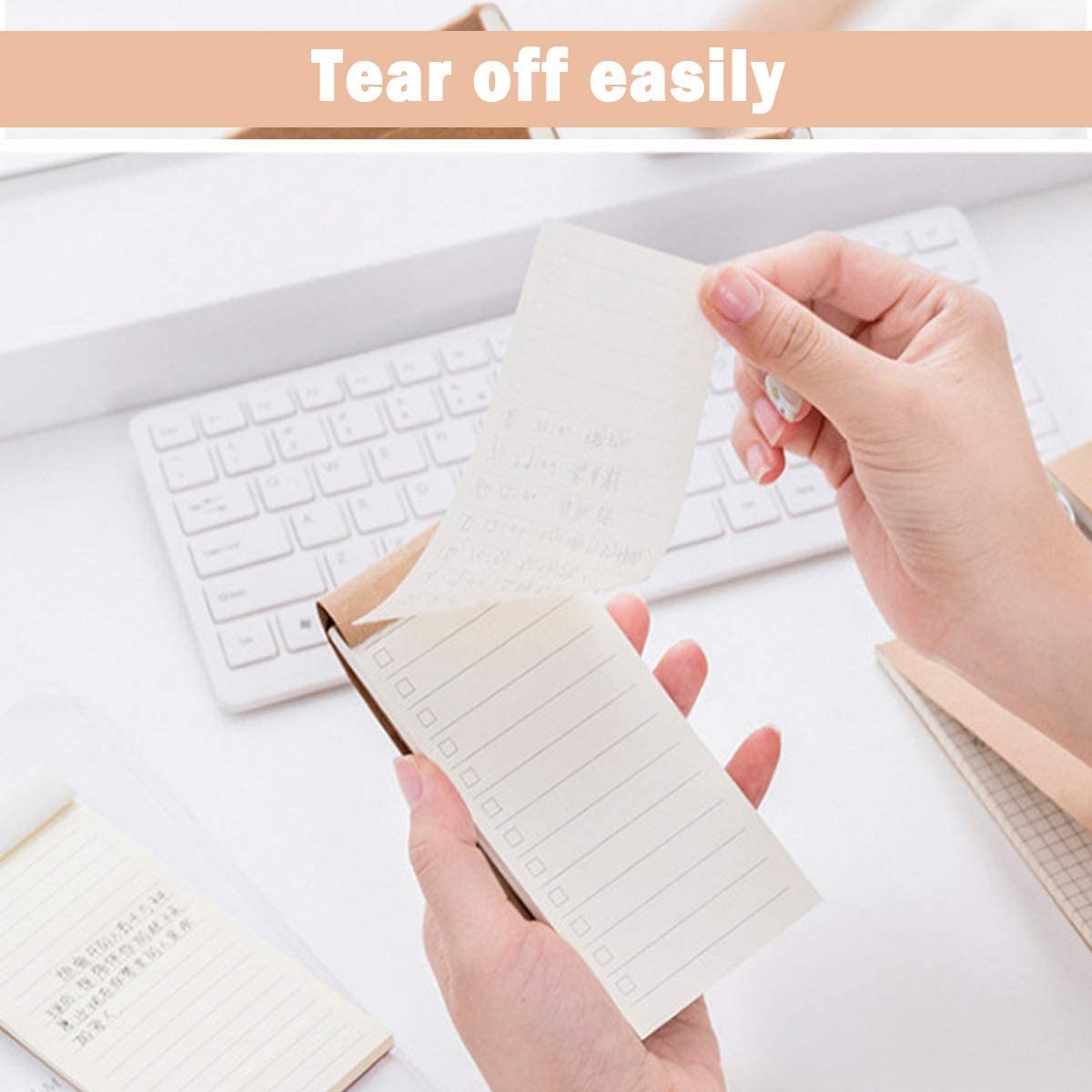 4 Pack Mini Kraft Paper Pocket Notepads - Lined & Blank Memo Pads, Tearable Writing Pads, 50 Pages Portable Planner for To-Do Lists, Notes & Sketches - Perfect for Office, School, Travel & Daily Organization