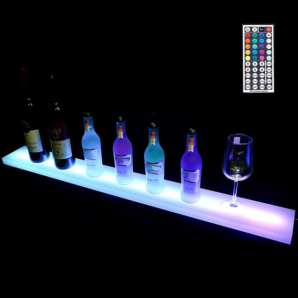 LED Lighted Liquor Bottle Display Shelf - Color Changing Remote Control Wine Rack Cabinet for Bar, Living Room Decor (81x11x2.4cm) | Perfect for Home Bars, Parties & Gift Giving
