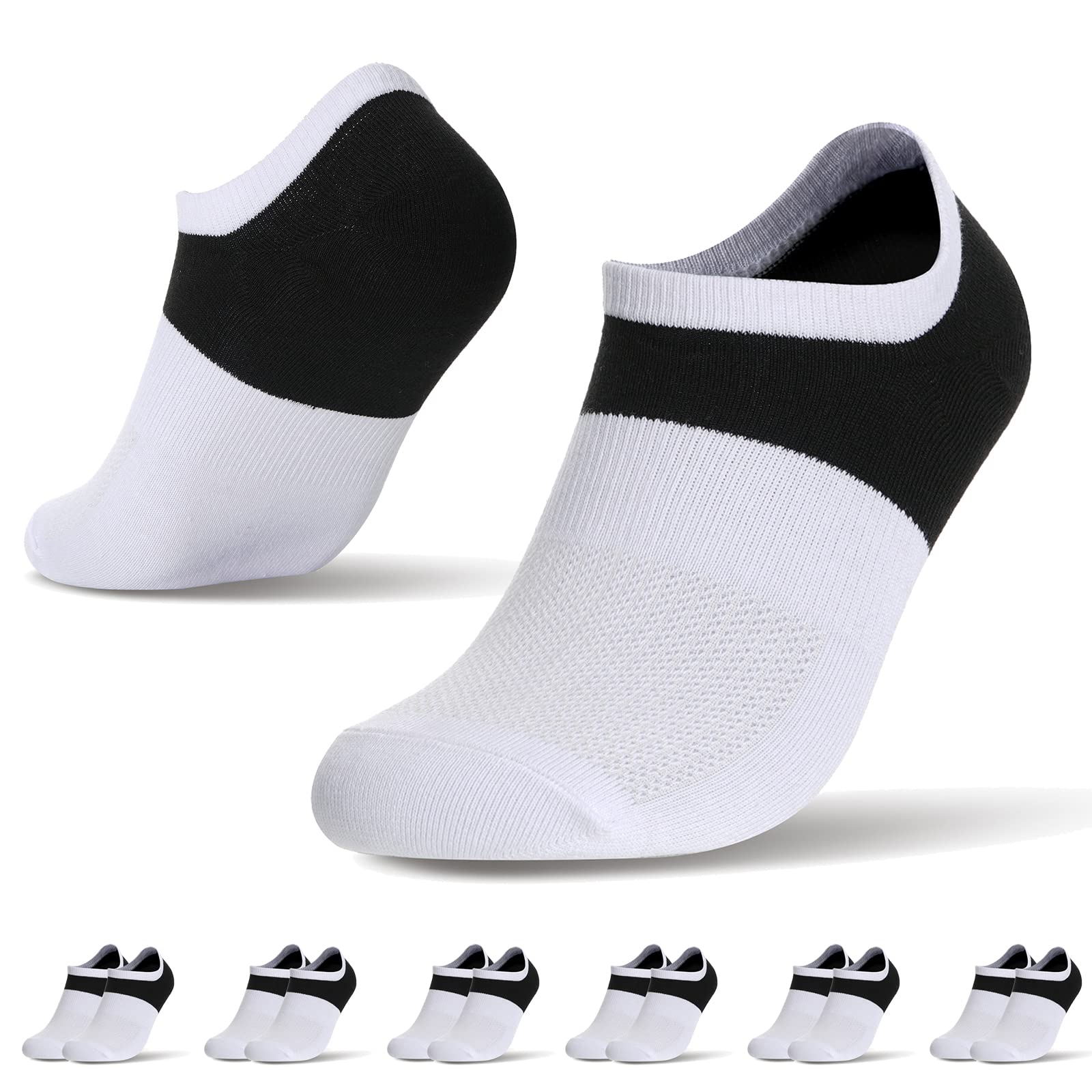 Men's No Show Socks - Low Cut Ankle Running Socks with Cotton Arch Support & Non-Slip Grip for Flat Sneakers - Perfect for Gym, Running & Casual Wear
