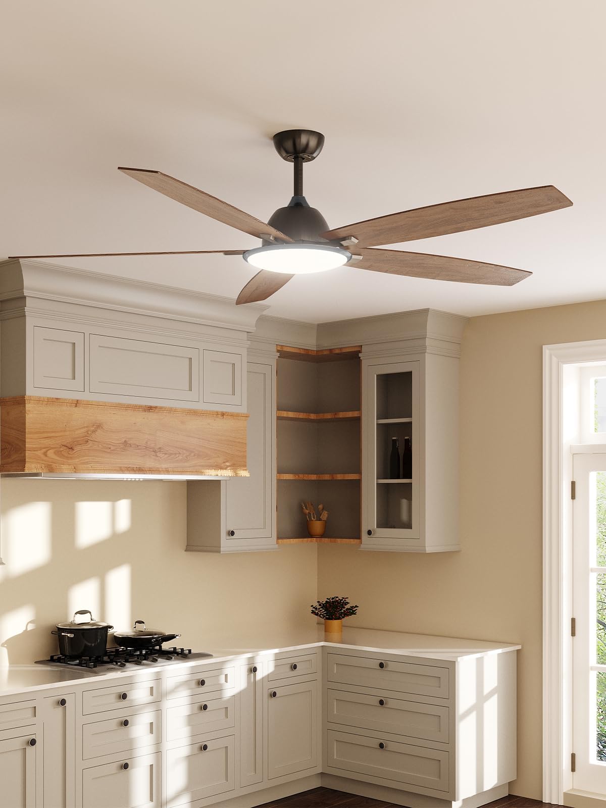 52 Inch Smart Ceiling Fan with Lights - Remote/APP/Alexa Control, Reversible DC Motor, 5 Blades, 6 Speeds, 3CCT Dimmable LED, Ultra Quiet WiFi Ceiling Fan for Bedroom, Living Room, Farmhouse & Indoor Use
