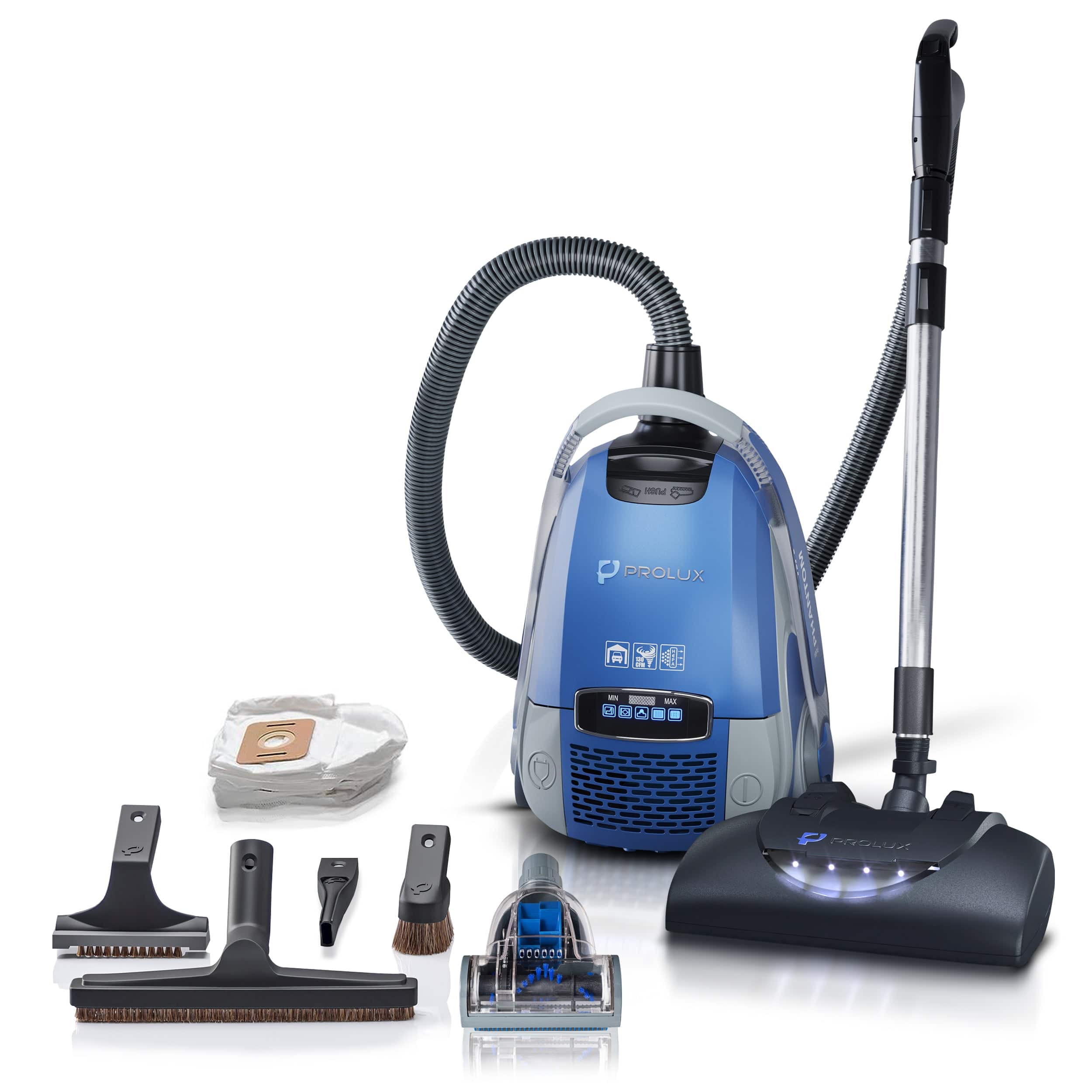 Prolux Phantom Bagged Canister Deluxe Carpet Cleaner with Power Nozzle - Powerful Deep Cleaning for Carpets, Upholstery, and Hard Floors