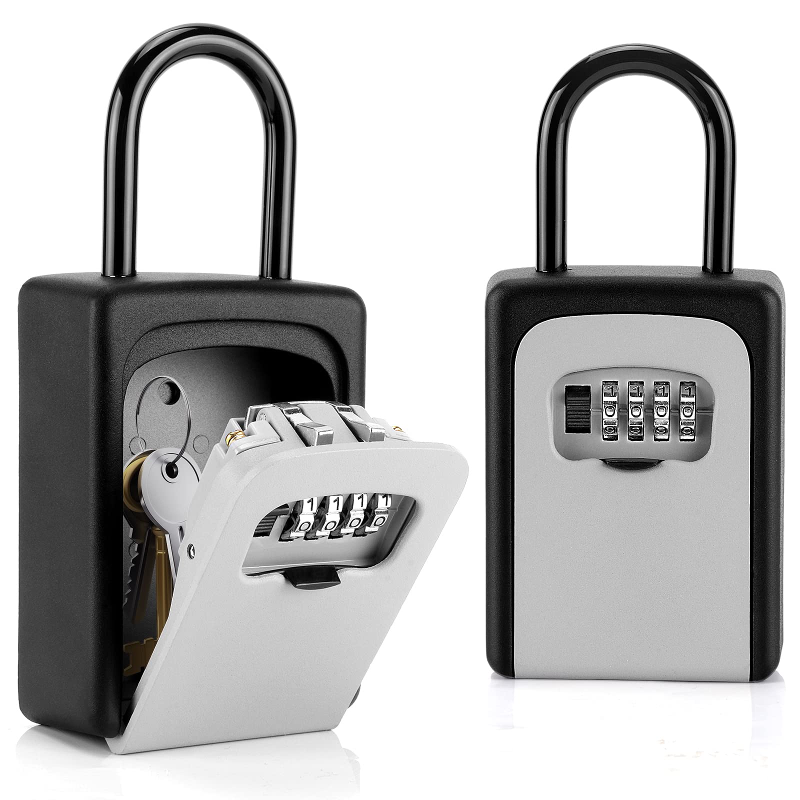 2 Pack Wall Mounted Waterproof Key Lock Box with Resettable Combination Code - Secure Key Storage for Home, Office, Outdoor & Indoor Use - Ideal for Spare Keys, Airbnb Rentals, and Property Management