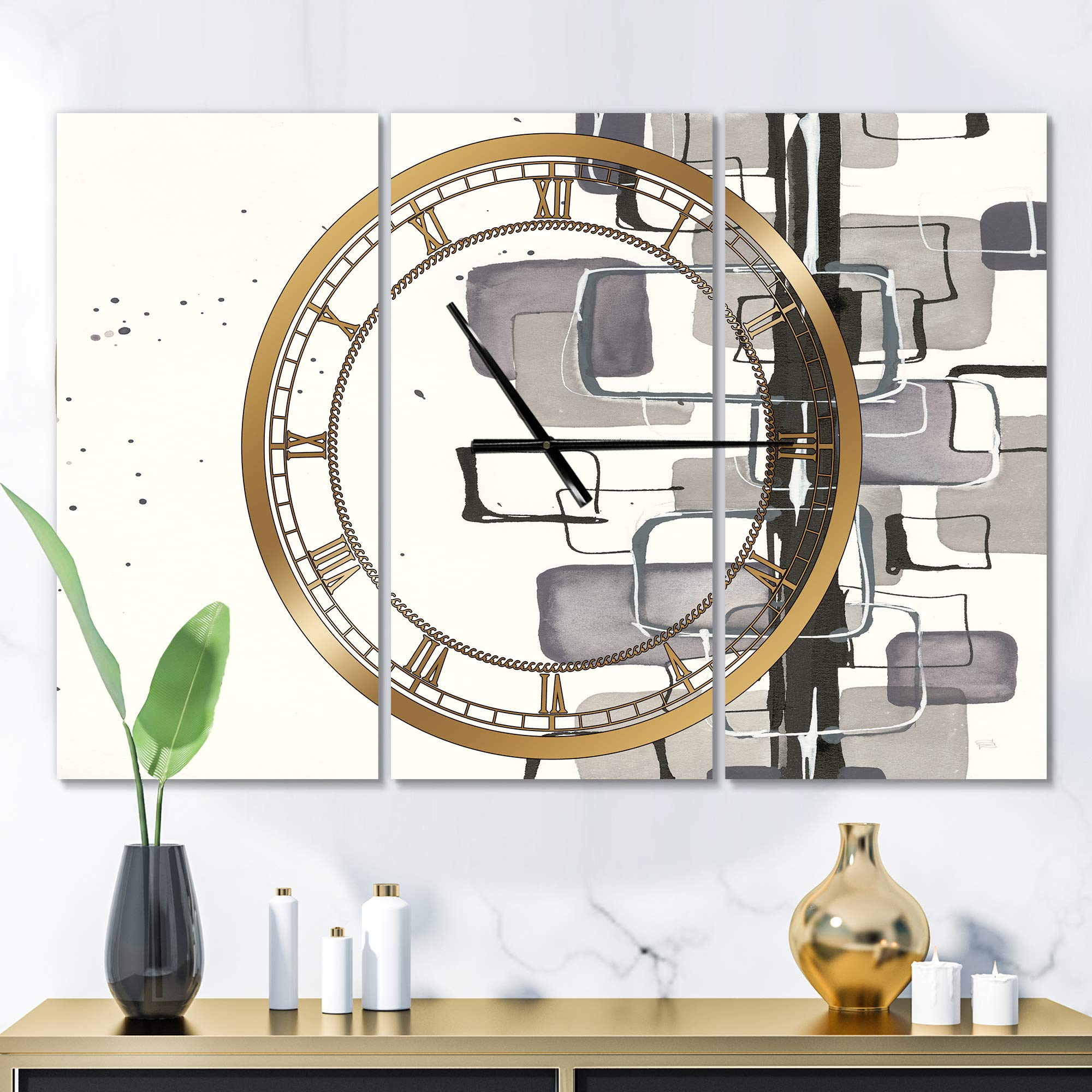 Glam Dancing Shape III Modern Wall Clock - Large Decorative Clock for Office, Living Room & Bedroom | Elegant Home & Office Décor