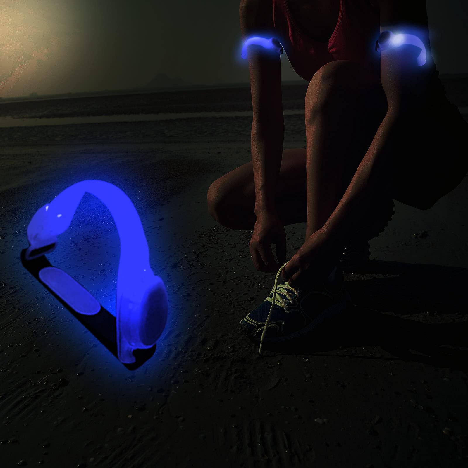RuiAYI LED Glow Slap Bracelet - Light Up Wristbands with Flashing LED Lights for Cycling, Running, Night Safety - High Visibility Reflective Arm Bands for Jogging, Concerts, Raves & Outdoor Activities