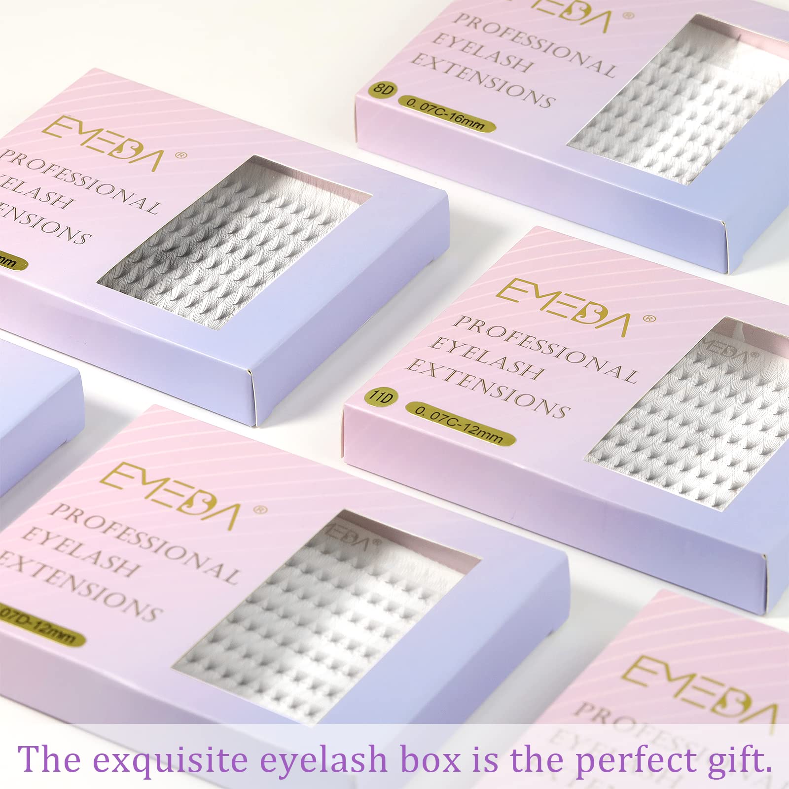 EMEDA 180 Fans Premade Eyelash Extensions - 5D Volume Lashes, Pointy & Thin Base, C Curl (0.07mm, 8-14mm) for Professional Salon & Home Use - Perfect for Bridal, Party & Special Occasion Makeup