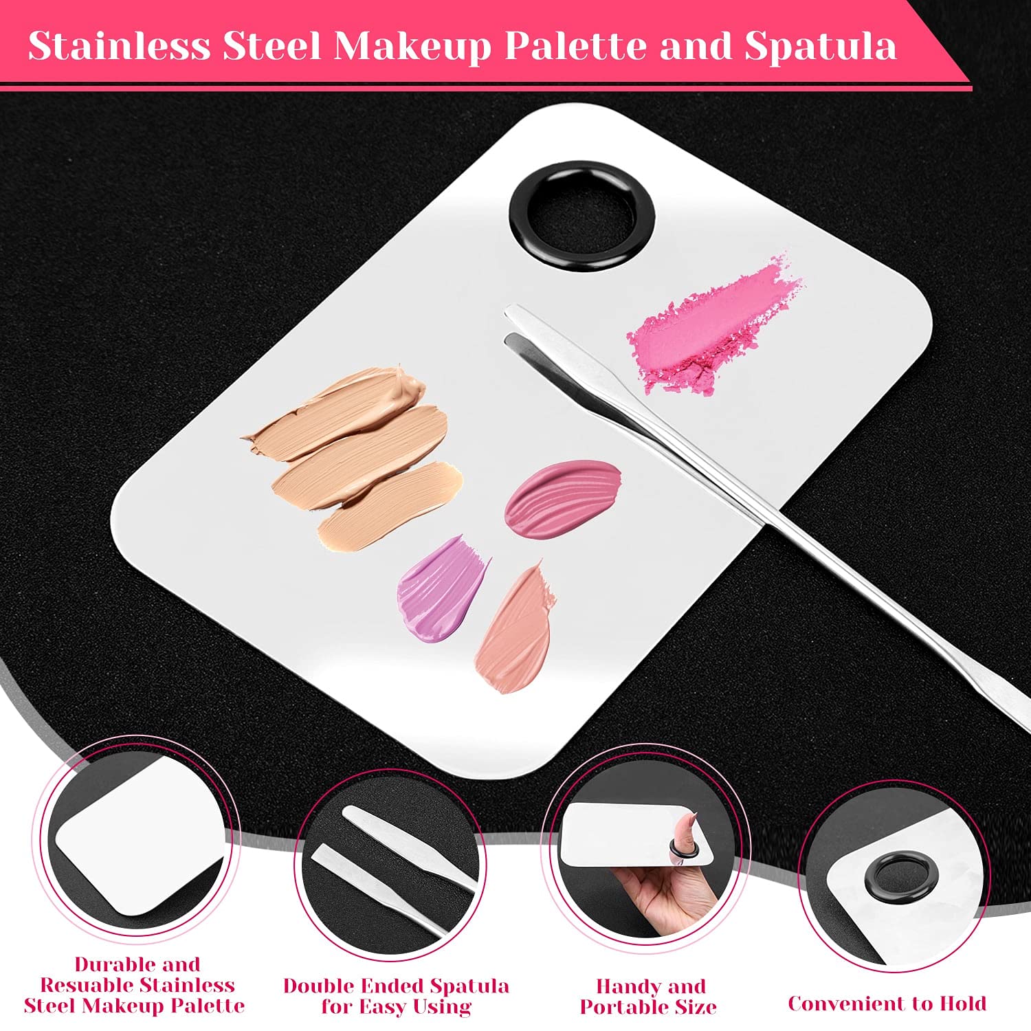 Shynek Professional Makeup Mixing Tray Set with Disposable Accessories Kit - Includes Mascara Wands, Lip Applicators, Hair Clips & Storage Organizer Box for Makeup Artists, Salon Professionals & Home Beauty Use
