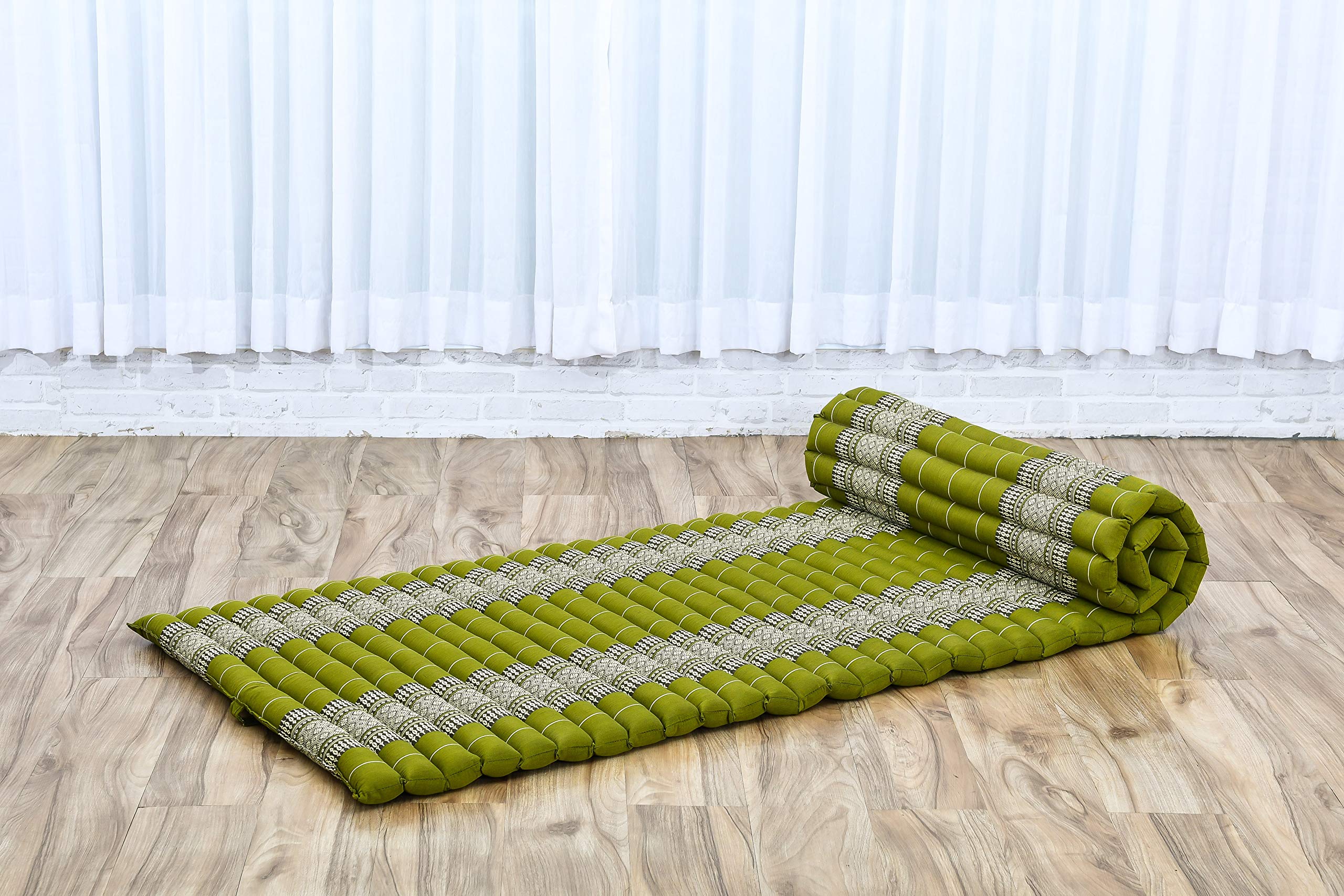 Leewadee Foldable Floor Mattress - Japanese Roll Up Futon & Trifold Tatami Mat - Guest Floor Bed & Camping Mattress - Kapok Filled Thai Massage Mat 75