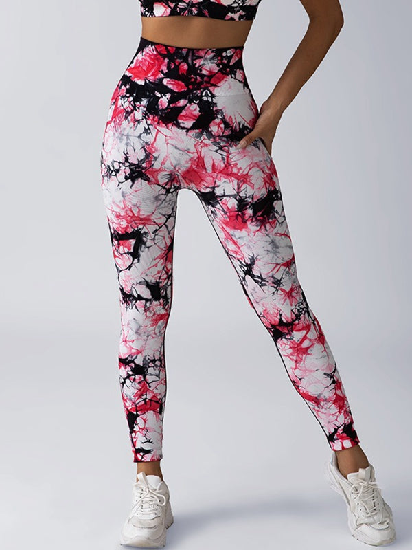 ZASUWA Women's Deep V Back Tie-Dye Scrunch Butt Lifting Leggings - Sexy High Waisted Yoga Pants for Workout, Gym & Casual Wear
