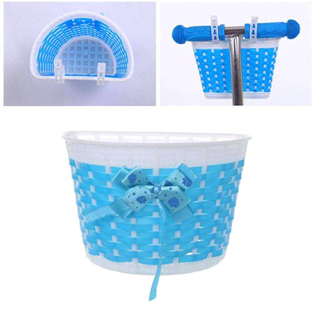 BESPORTBLE Pink Kids Bicycle Basket with Bowknot - Front Bike Basket for Girls & Boys - Durable Bike Accessories for School, Picnic & Outdoor Riding
