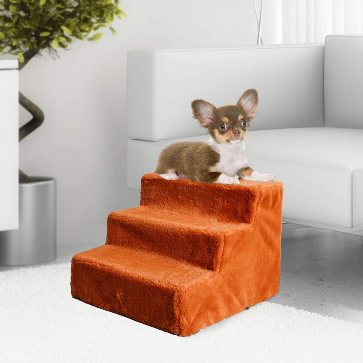 3-Step Non-Slip Dog Stairs for Small & Medium Dogs - Portable Pet Steps for Beds, Sofas & Cars - Easy Assembly Pet Ramp for Cats & Puppies - Perfect for Elderly Pets & Post-Surgery Recovery