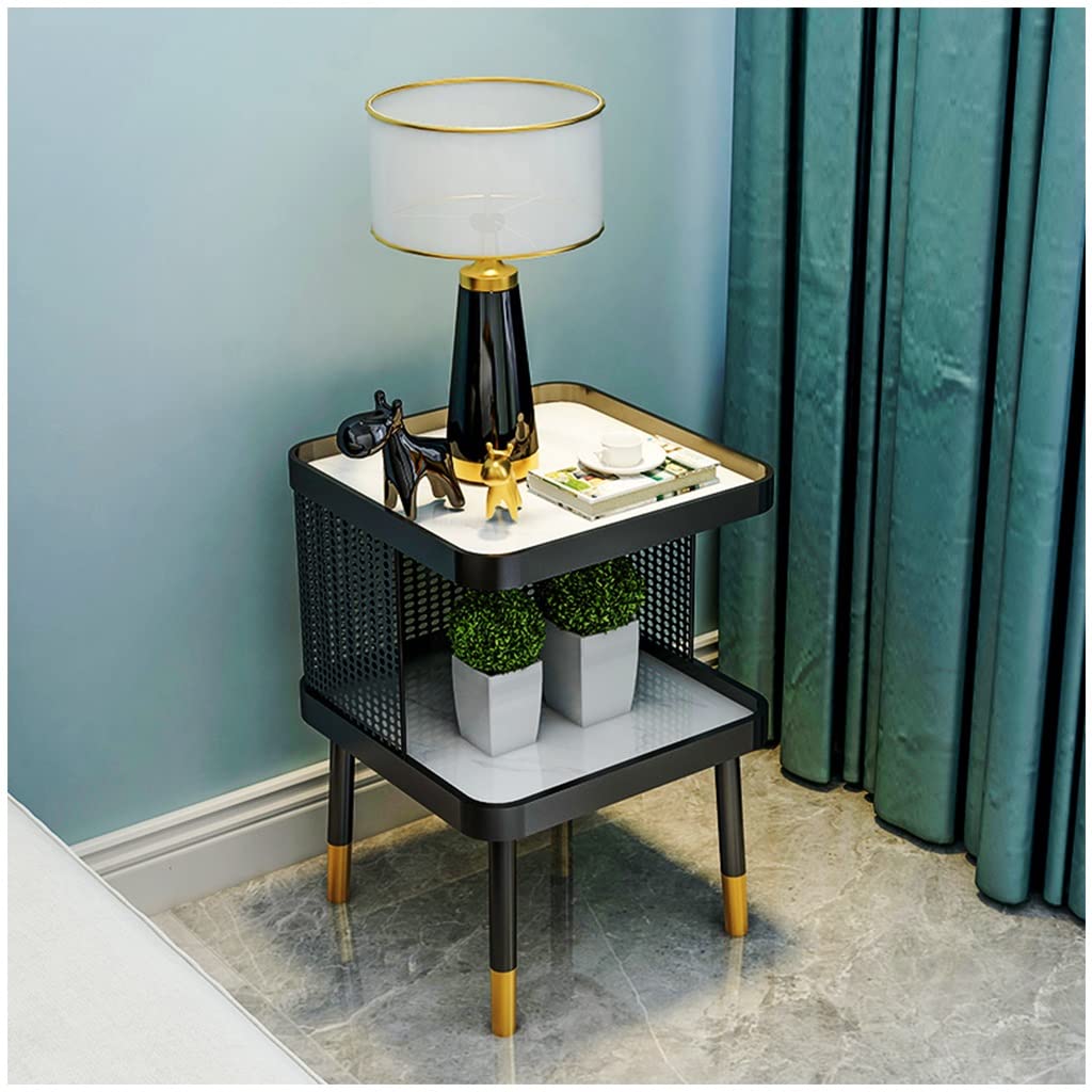 Modern Nightstand with Hollow Design - Simple Bedside Table, Balcony Storage Cabinet & Small Space End Table (Black, Size B) - Perfect for Bedrooms, Living Rooms & Compact Apartments