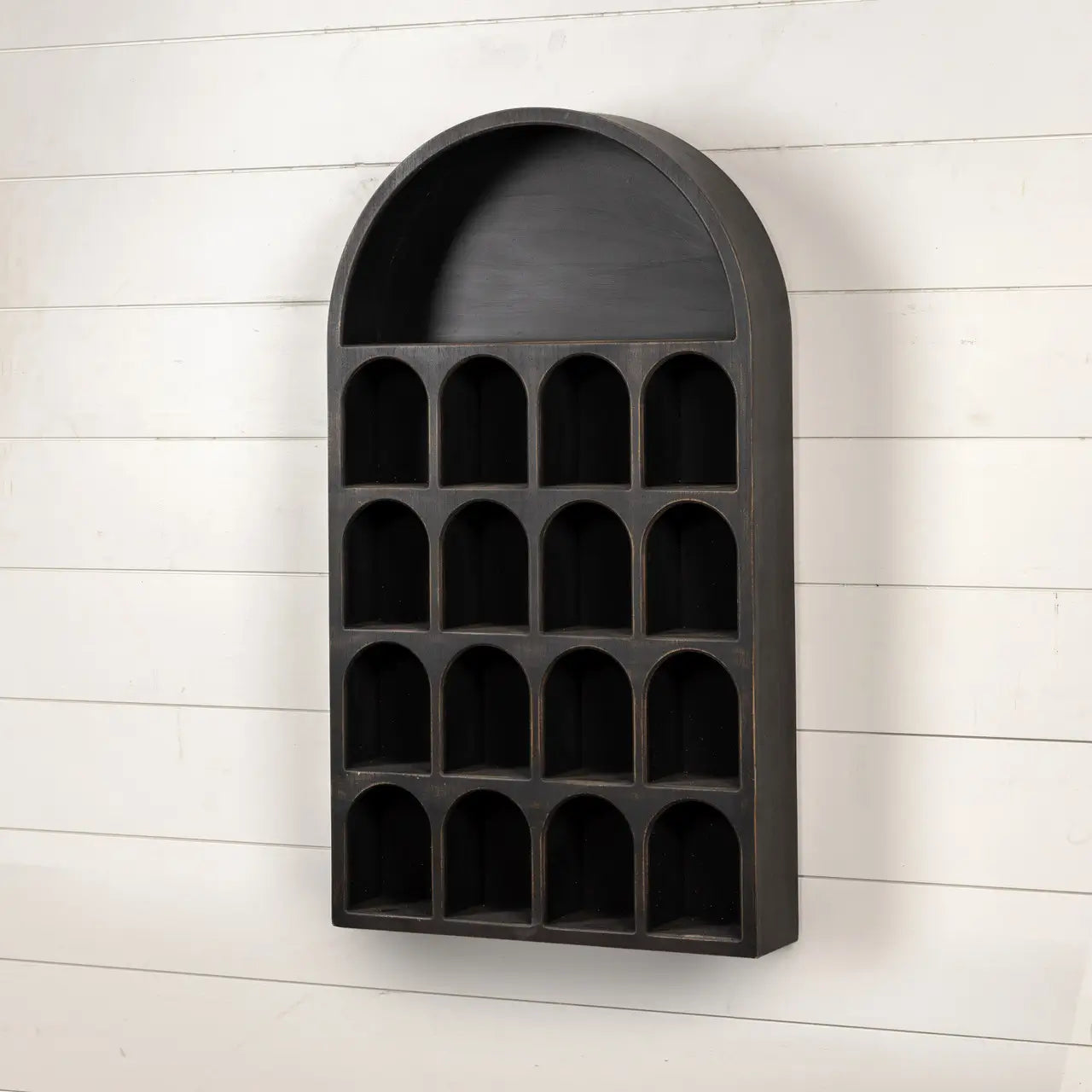 Black Arched Cubby Shelf - Stylish Wooden Storage Organizer for Home & Office - Perfect for Books, Toys, and Decorative Display