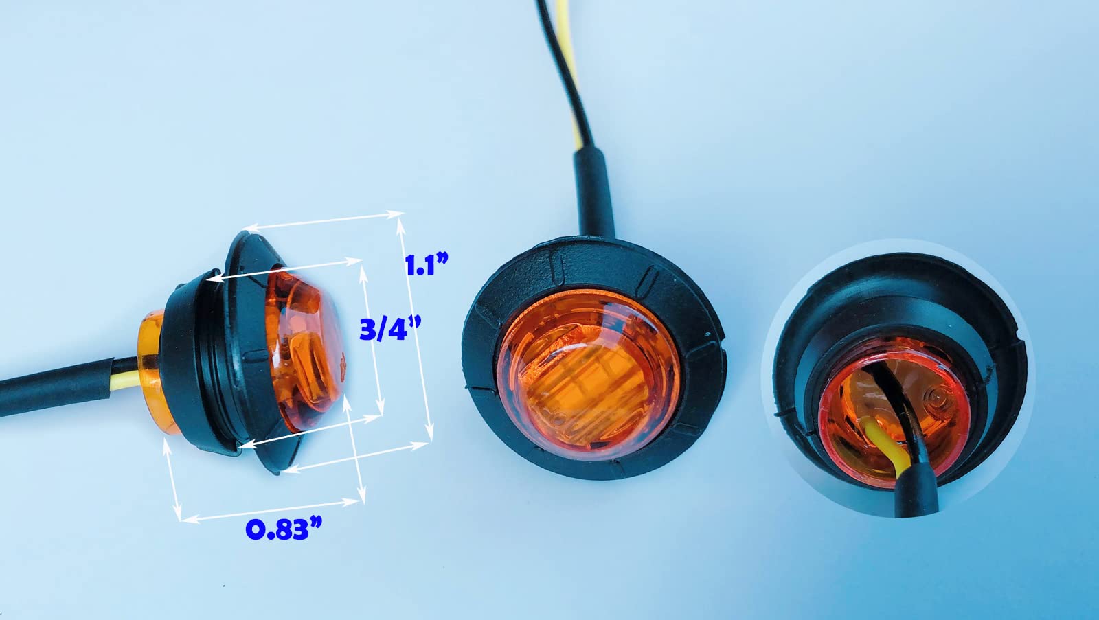 10PCS Amber + 10PCS Red LED Side Marker Lights - Small Round Clearance Lamps for Trucks & Trailers with Heat Shrink Butt Connectors - Perfect for Semi Trailers, Pickup Trucks, RVs and Commercial Vehicles