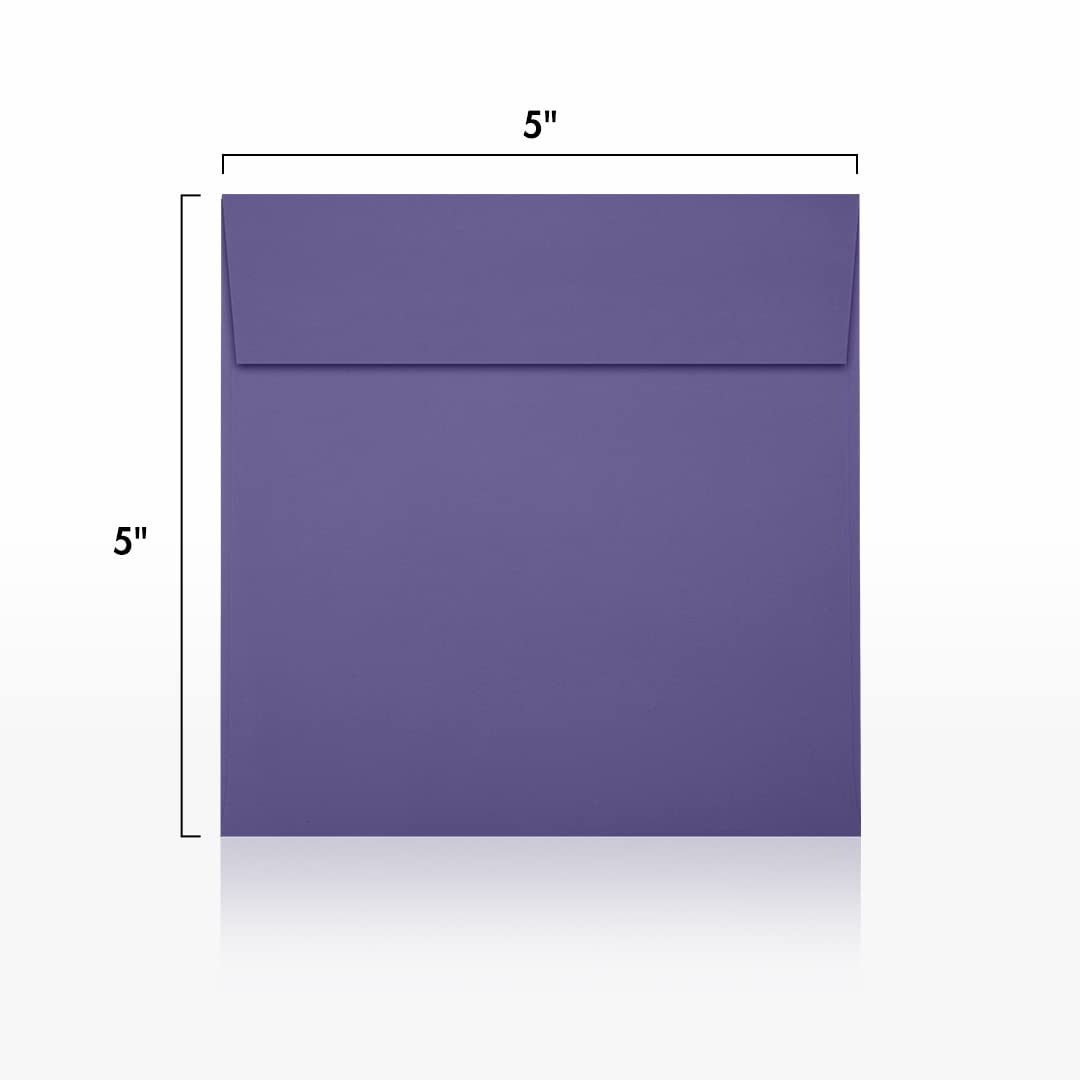Premium LUXPaper Square Invitation Envelopes 5x5 Inches - Wisteria Purple 80lb Text Weight (Pack of 500) - Self-Seal Peel & Press Closure for Weddings, Parties, Greeting Cards and Special Events