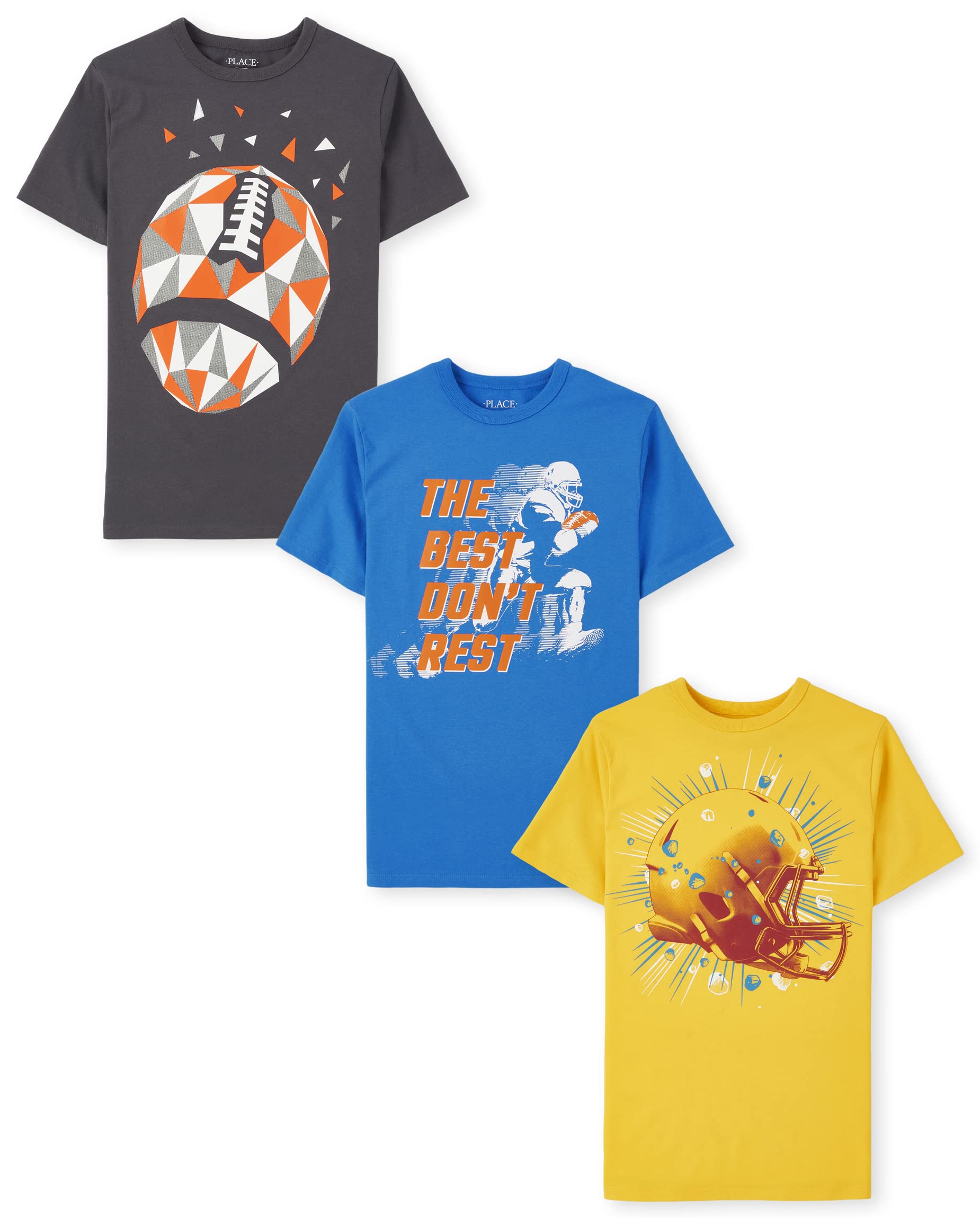 The Children's Place Boys' Sports Short Sleeve Graphic T-Shirts 3-Pack - Comfortable Cotton Playwear for School, Sports & Everyday Activities