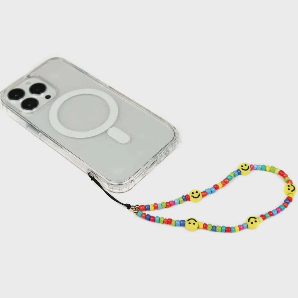 Mini Beaded Smiley Phone Charm - Cute Beaded Keychain for Phone, Bag & Keys - Perfect for Gifts, DIY Jewelry & Accessories