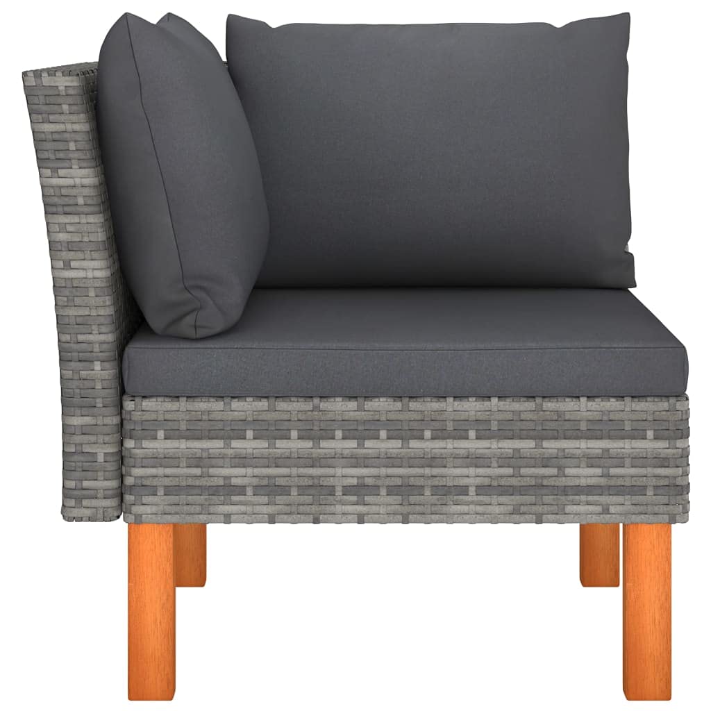 Premium 3-Piece Outdoor Wicker Sofa Set - All-Weather Poly Rattan Furniture with Solid Eucalyptus Wood Legs for Patio, Garden, Backyard & Balcony | Durable Lounge Seating for Relaxing & Entertaining Guests