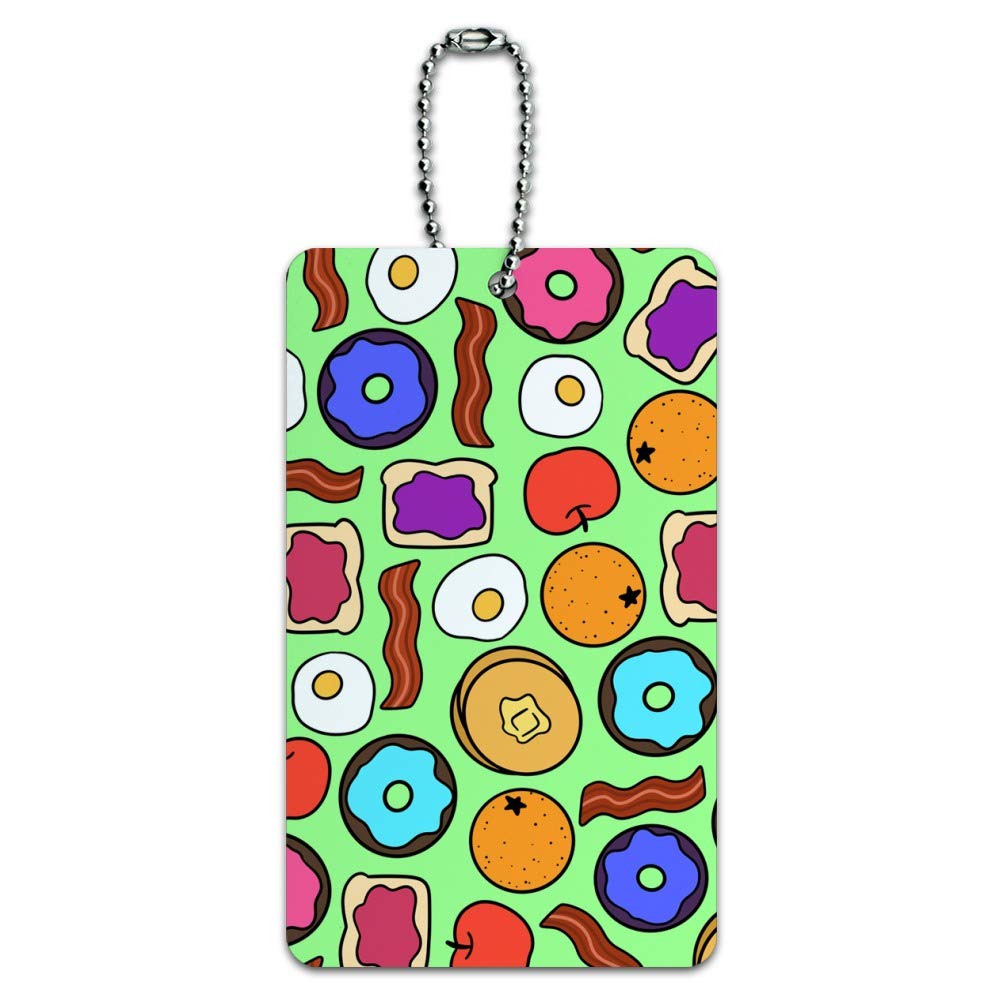 Fun Breakfast Foods Pattern Luggage Tag - Cute Suitcase ID Tag for Carry-On Bags - Perfect for Travel, Vacation & Kids Backpack Identification