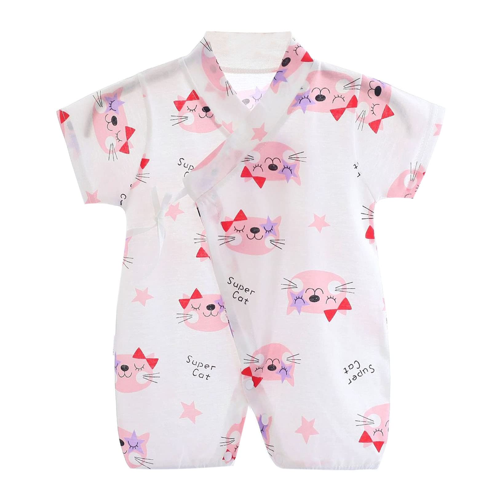 Baby Boys Girls Cotton Cartoon Short Sleeve Romper Bodysuit - Soft Summer Newborn Infant Clothes for Playtime & Photo Shoots