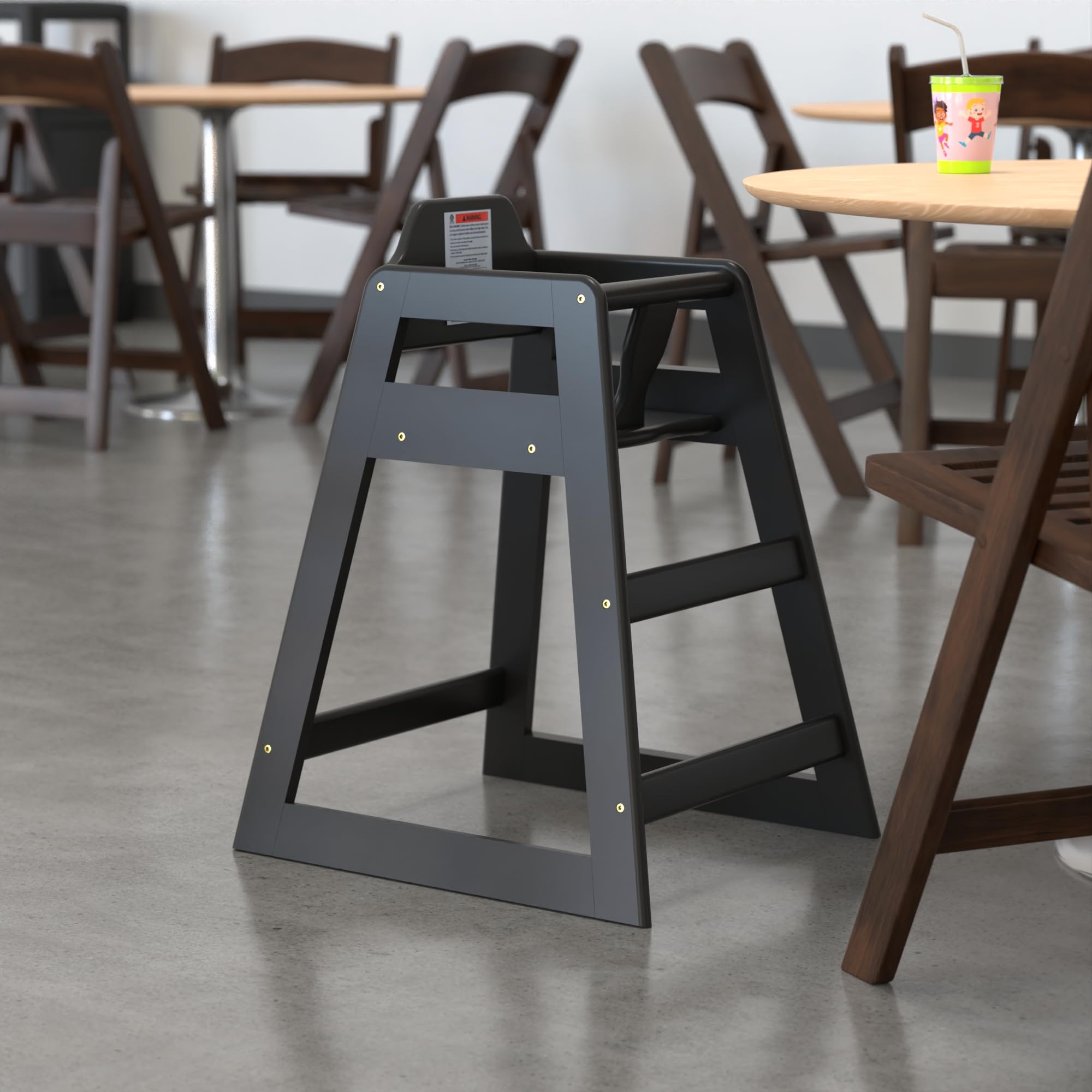 **Black Wooden High Chair for Babies & Toddlers - Portable Travel & Restaurant Wood Highchair with Safety Straps - Foldable Booster Seat for Girls & Boys - Easy Assembly - Perfect for Home, Dining & Travel**