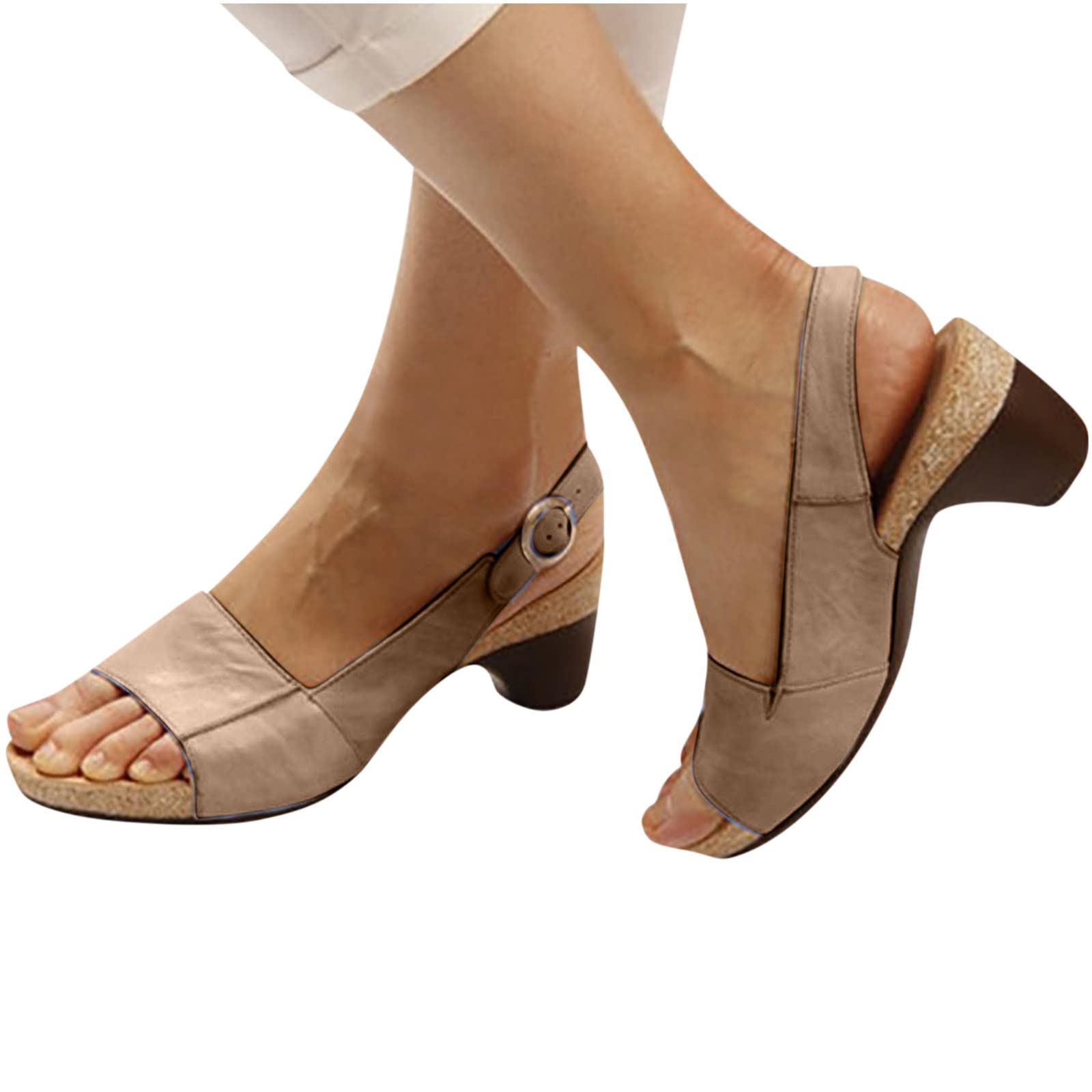 Oiangi Women's Summer Thick Heel Sandals - Fashion Ankle Strap Buckle Open Toe Chunky Heel Comfortable Casual Slingback Shoes for Women | Perfect for Beach, Vacation, and Everyday Wear