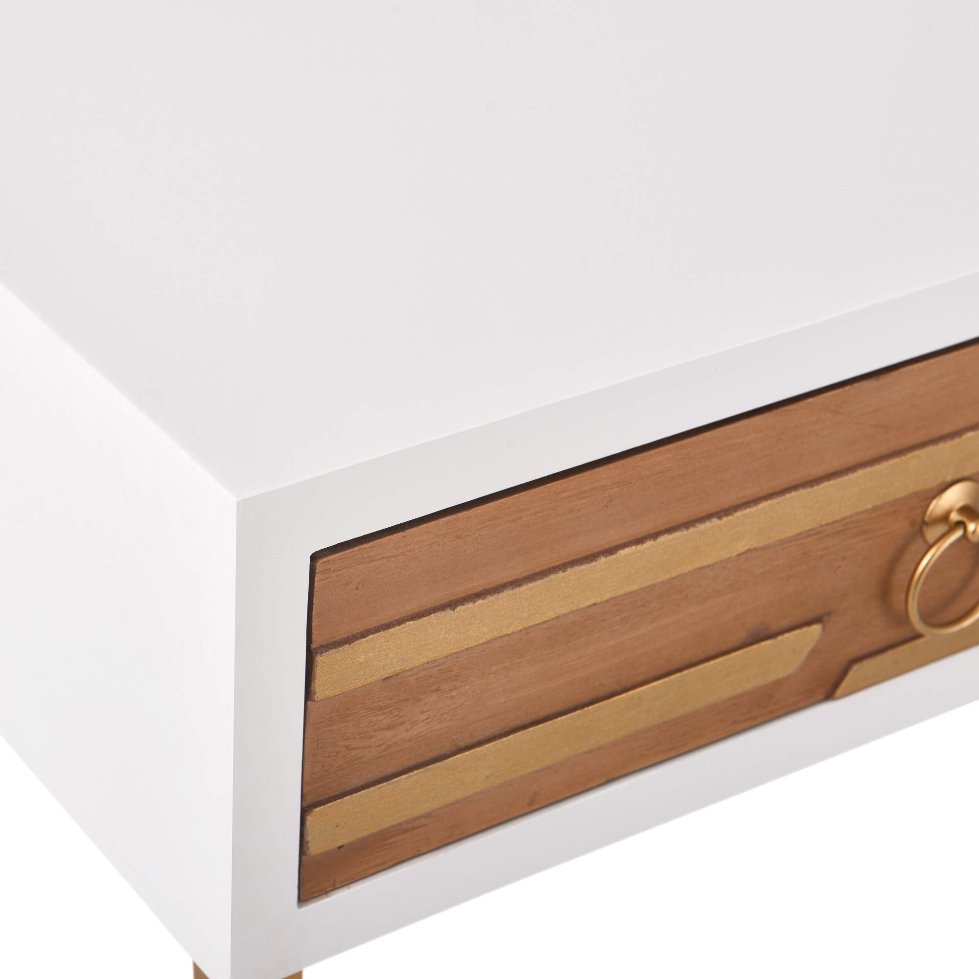 Jupiter Mid Century Modern Console Table with 2 Drawers - White & Gold Rectangular Entryway Desk for Small Spaces, Living Room & Home Office - Metal Legs & Easy Assembly - Perfect for Hallway Decor & Apartment Furniture