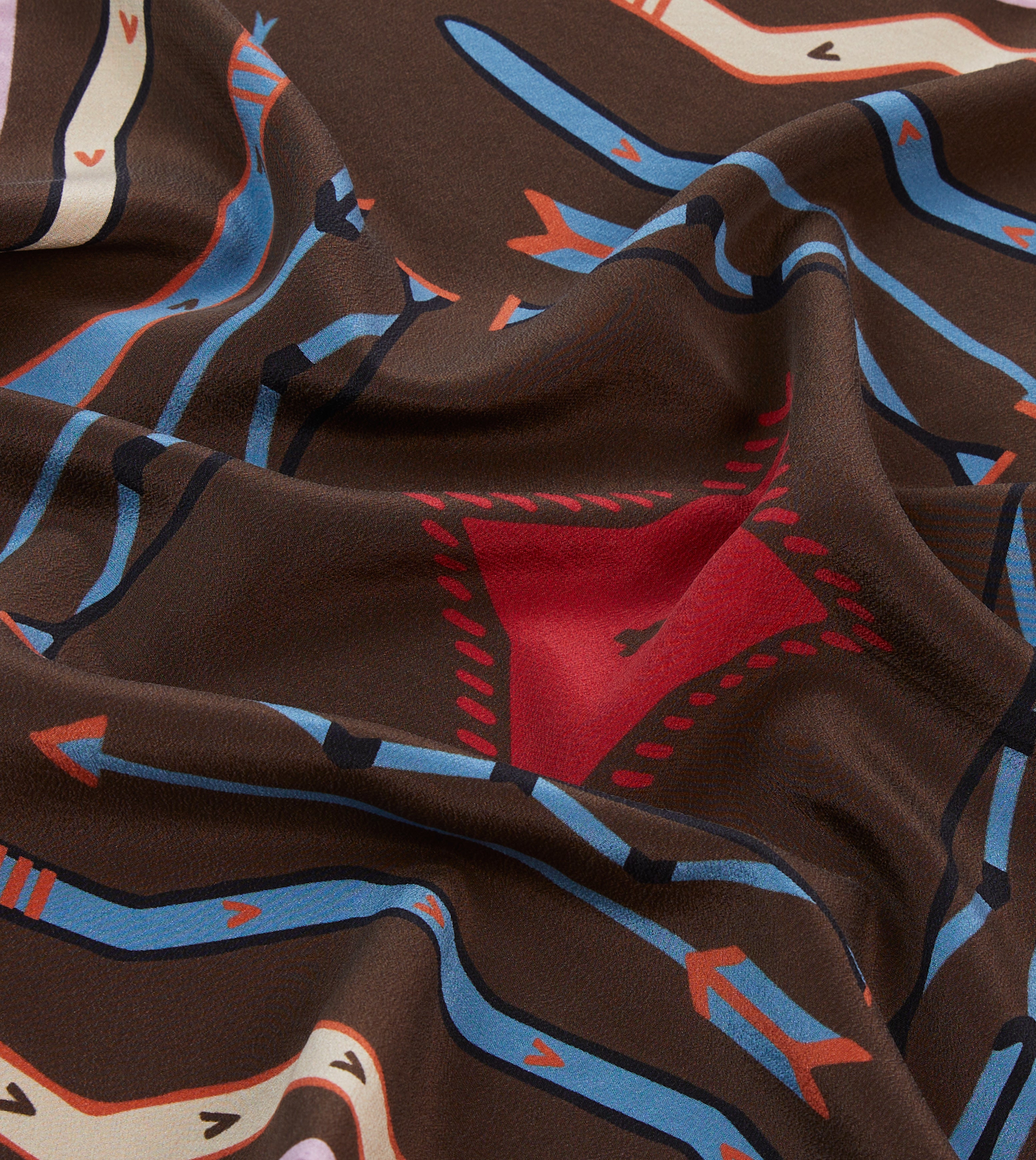 Elegant Brown & Pink Tribal Print Silk Pocket Square for Men - Perfect for Weddings, Business Meetings & Formal Events