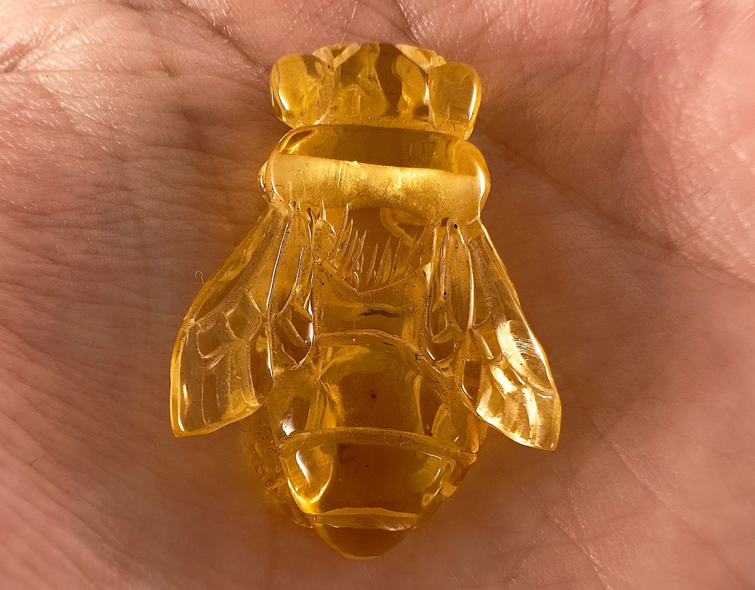 Handmade Honey Amber Bee Pendant - Natural Crystal Carving Jewelry with Healing Stones | Spiritual Gift, Boho Necklace for Women, Meditation & Energy Healing Accessory