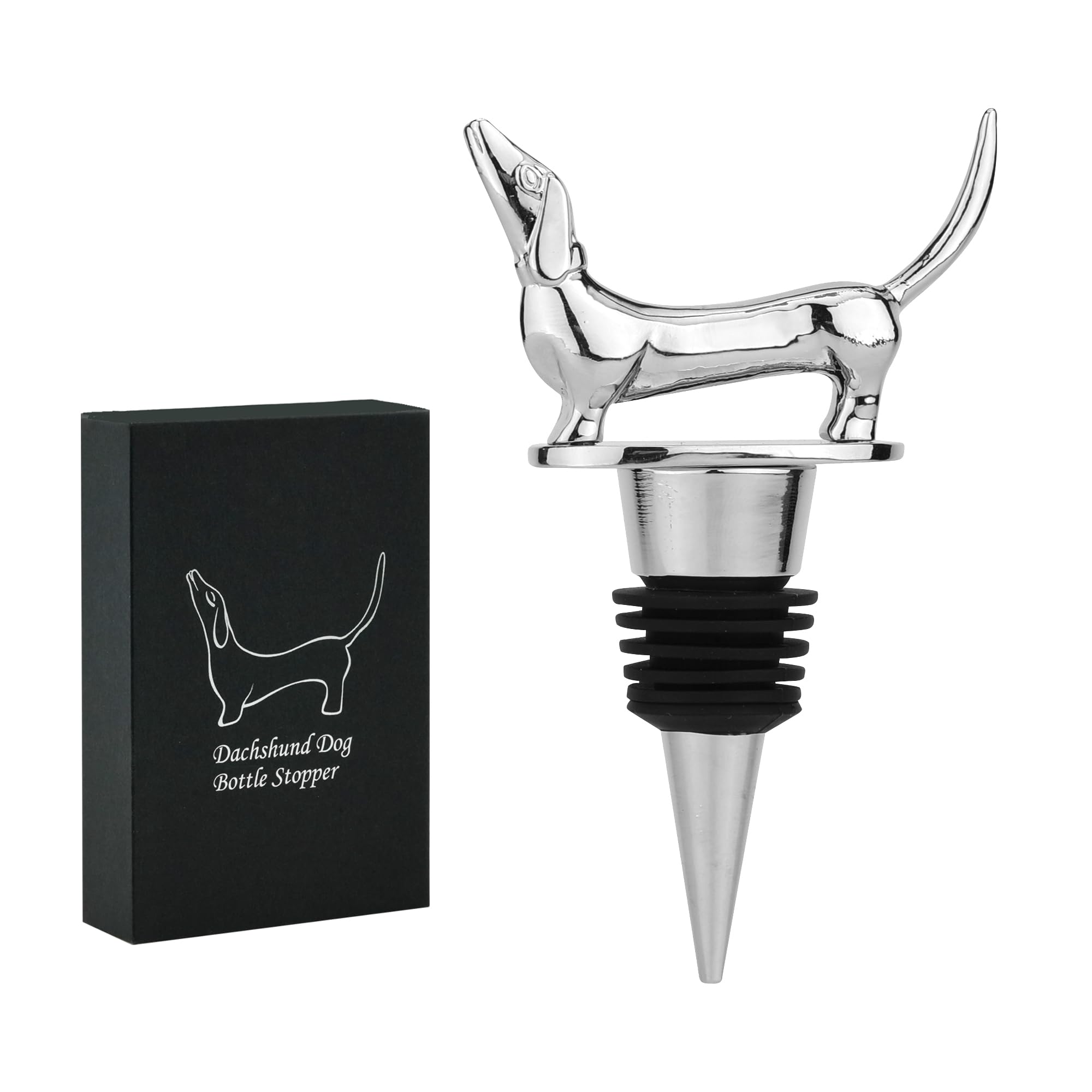 Dachshund Wine Bottle Stopper - Cute Wiener Dog Wine Cork for Wine Lovers | Dachshund Gifts, Sausage Dog Gifts, Birthday & Christmas Presents for Men & Women | Perfect for Wine Parties, Home Bars & Dog Lover Gifts