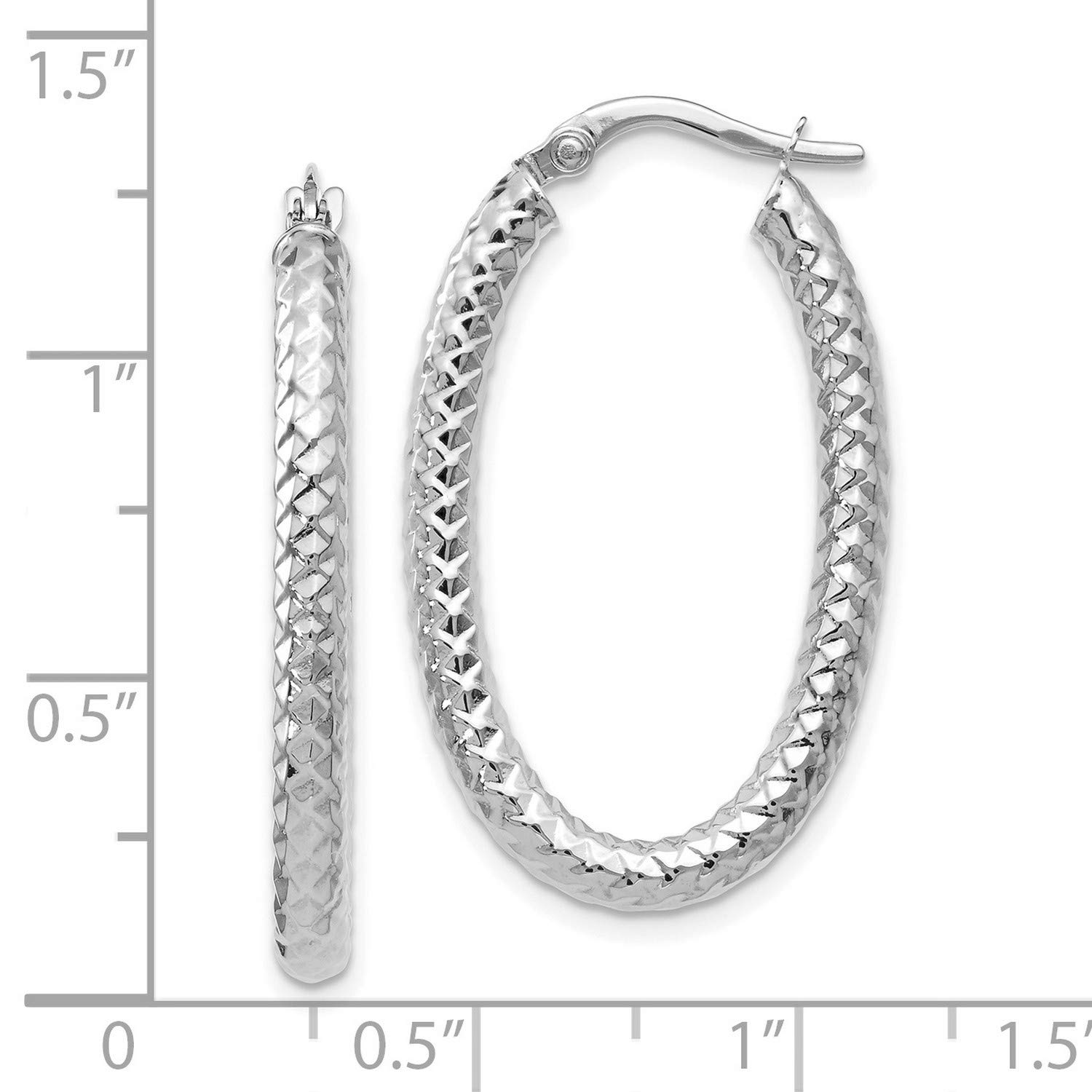 14K White Gold ForeverLite Polished & Textured Earrings 32x19mm - Elegant Dangle Earrings for Women, Perfect for Weddings, Parties & Special Occasions