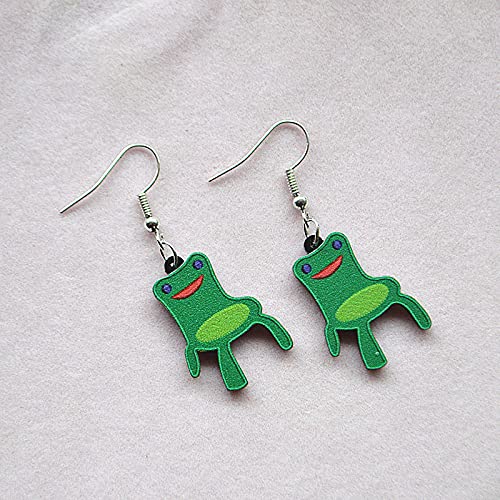 Cute Frog Dangle Earrings - Lovely Sitting Frog Stud Earrings with Adorable Faces | Acrylic Animal Drop Jewelry for Women & Teen Girls | Perfect for Casual Wear, Gifts & Boho Aesthetic